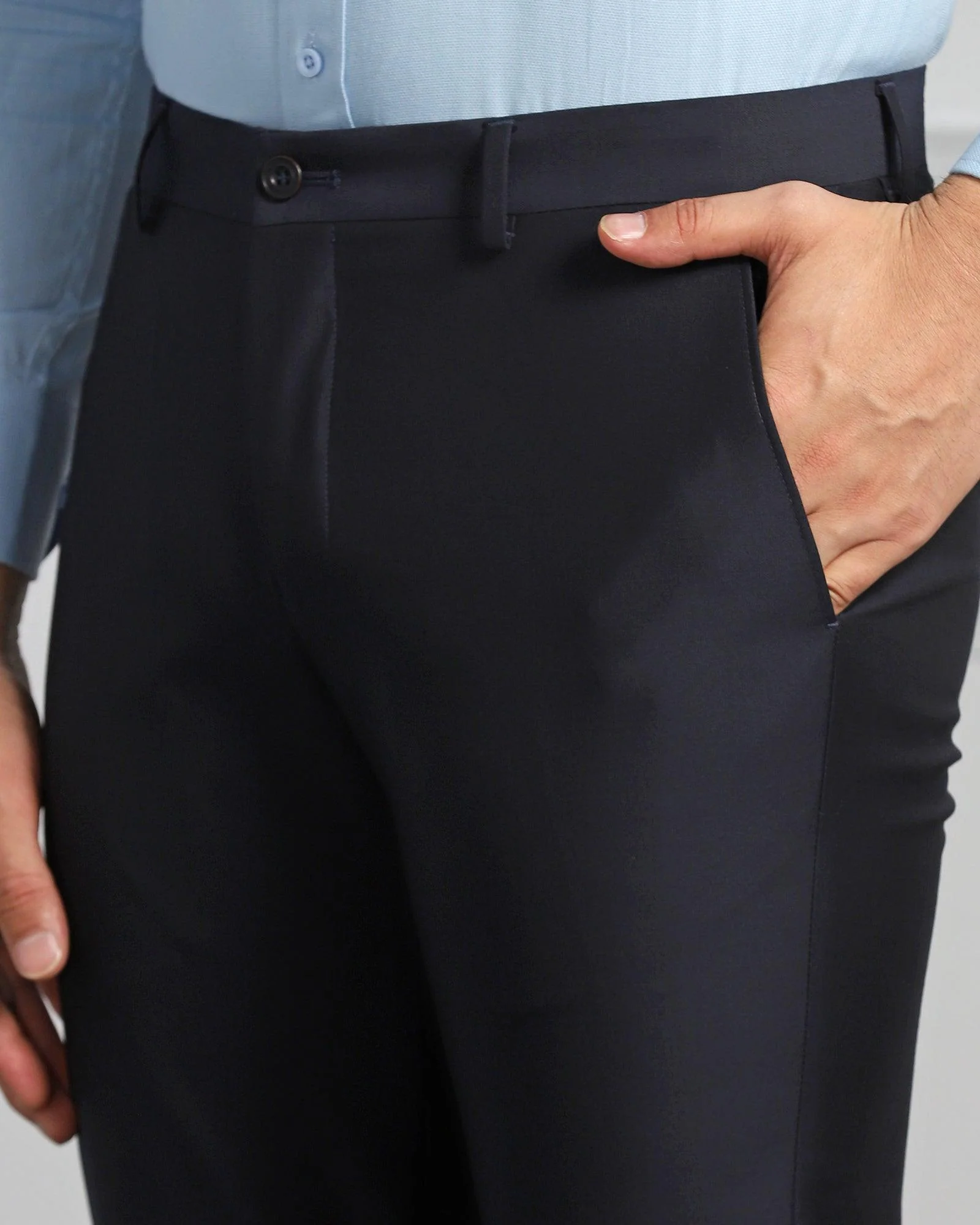 Luxe Three Piece Navy Solid Formal Suit - Meriner - Image 6