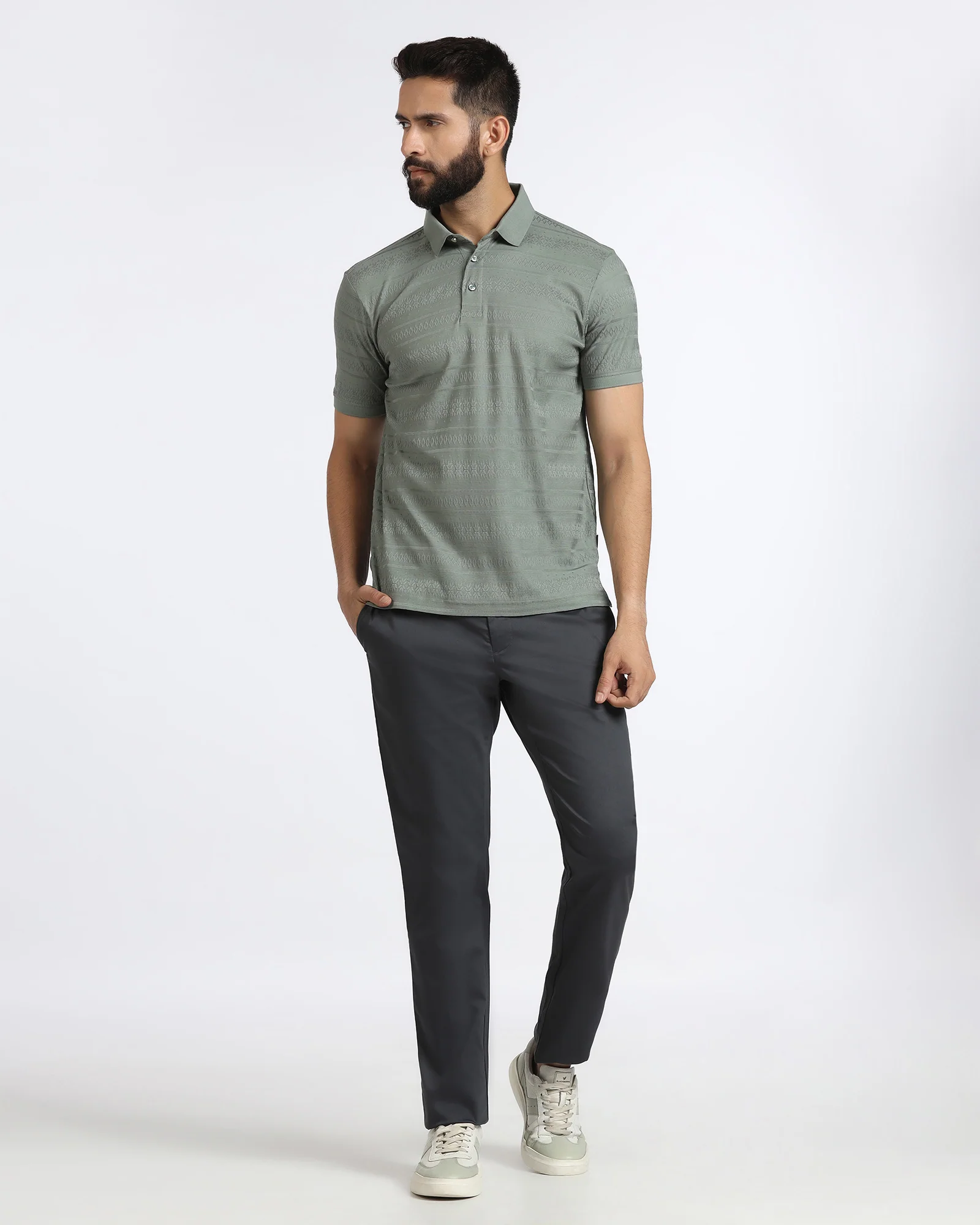Ash Grey Non Iron Solid Khakis - Peter