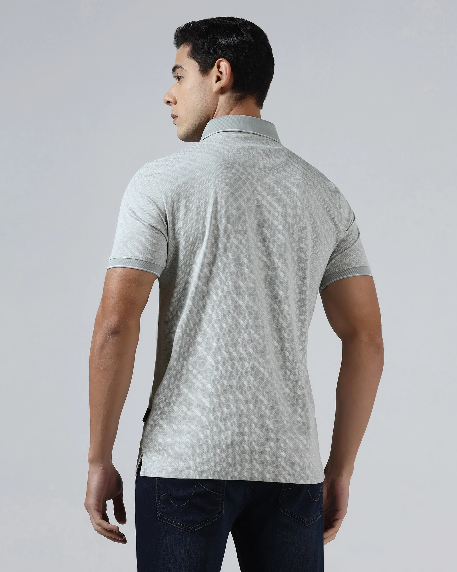 Ash Grey Printed Polo - Cross - Image 2