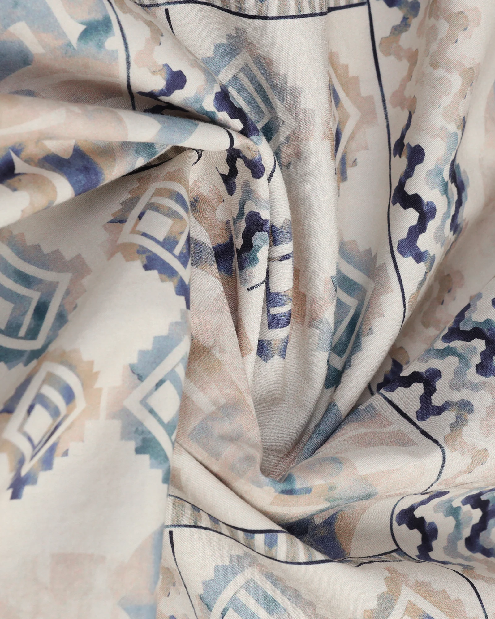 Beige Half Sleeve Printed Shirt - Ryne - Image 6