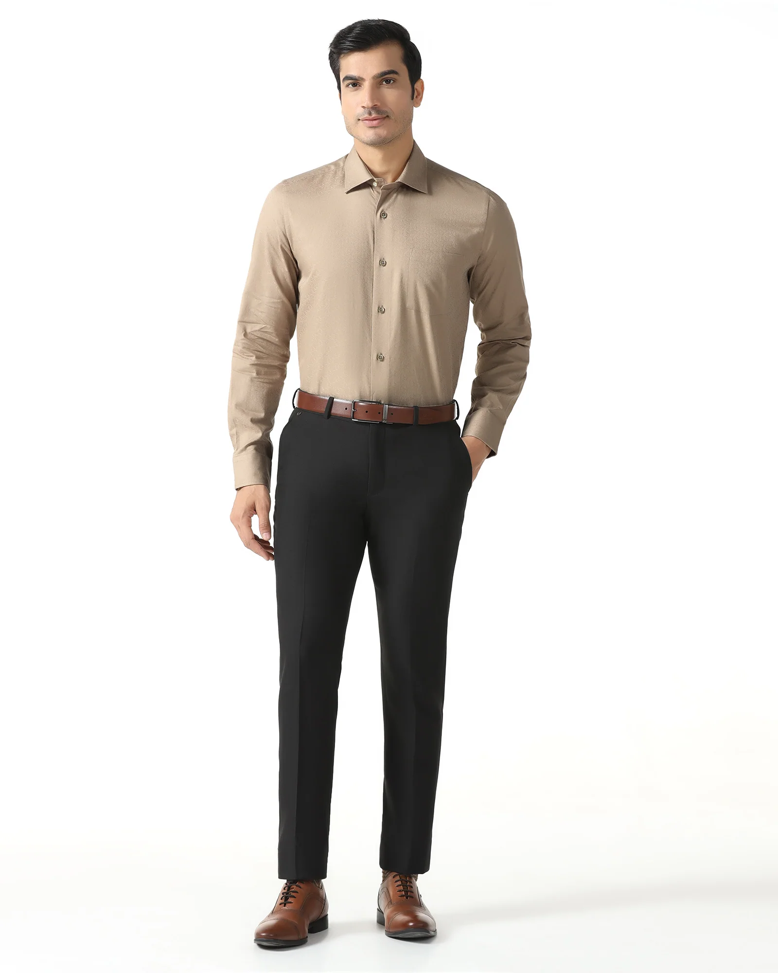 Beige Jacquard Shirt - Romeo - Image 3