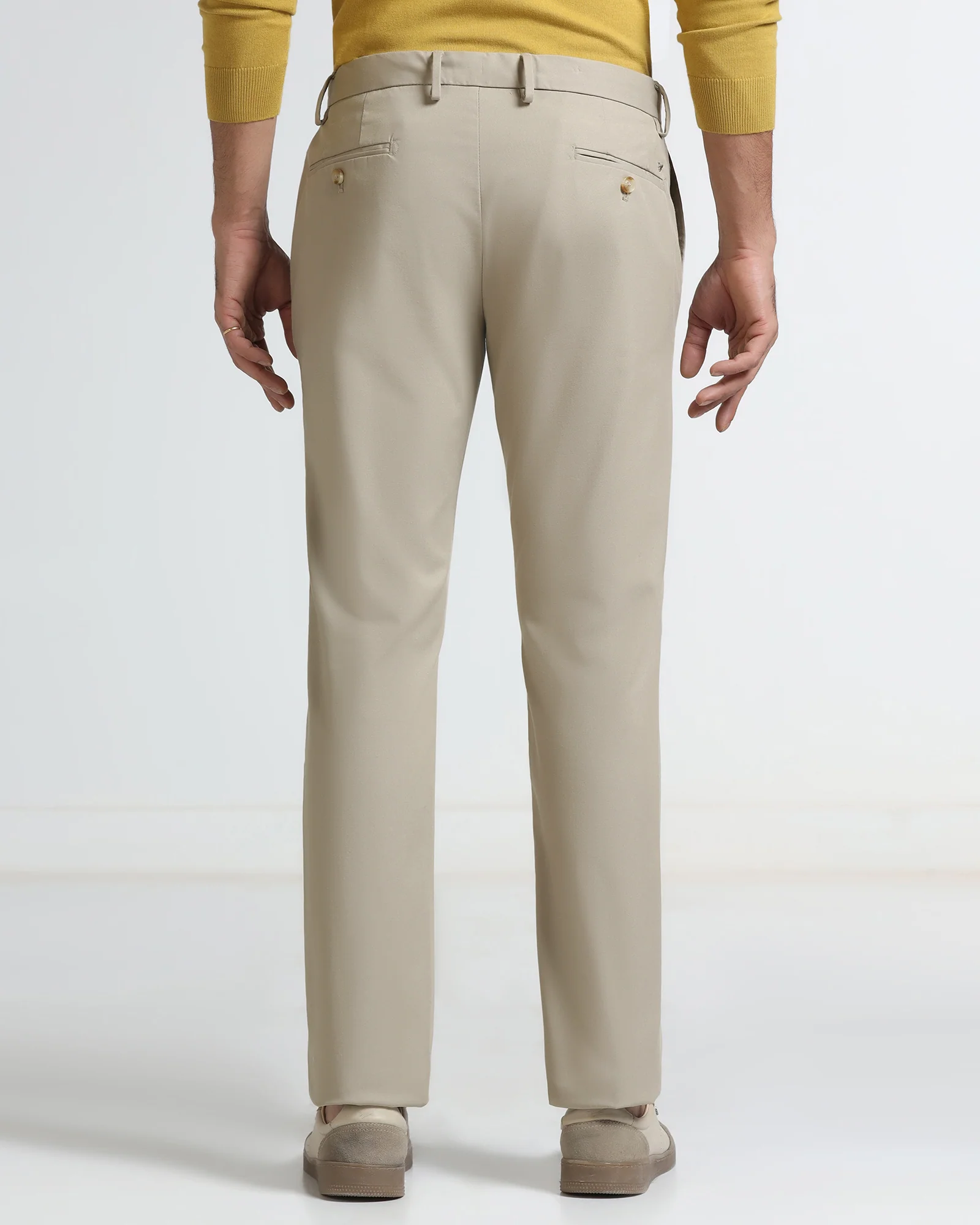 Beige Non Iron Solid Khakis - Tigiris - Image 2