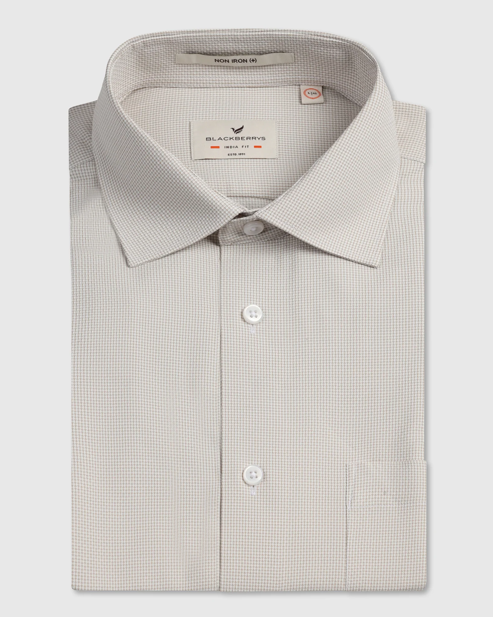 Beige Non Iron Textured Shirt - Russel - Image 5
