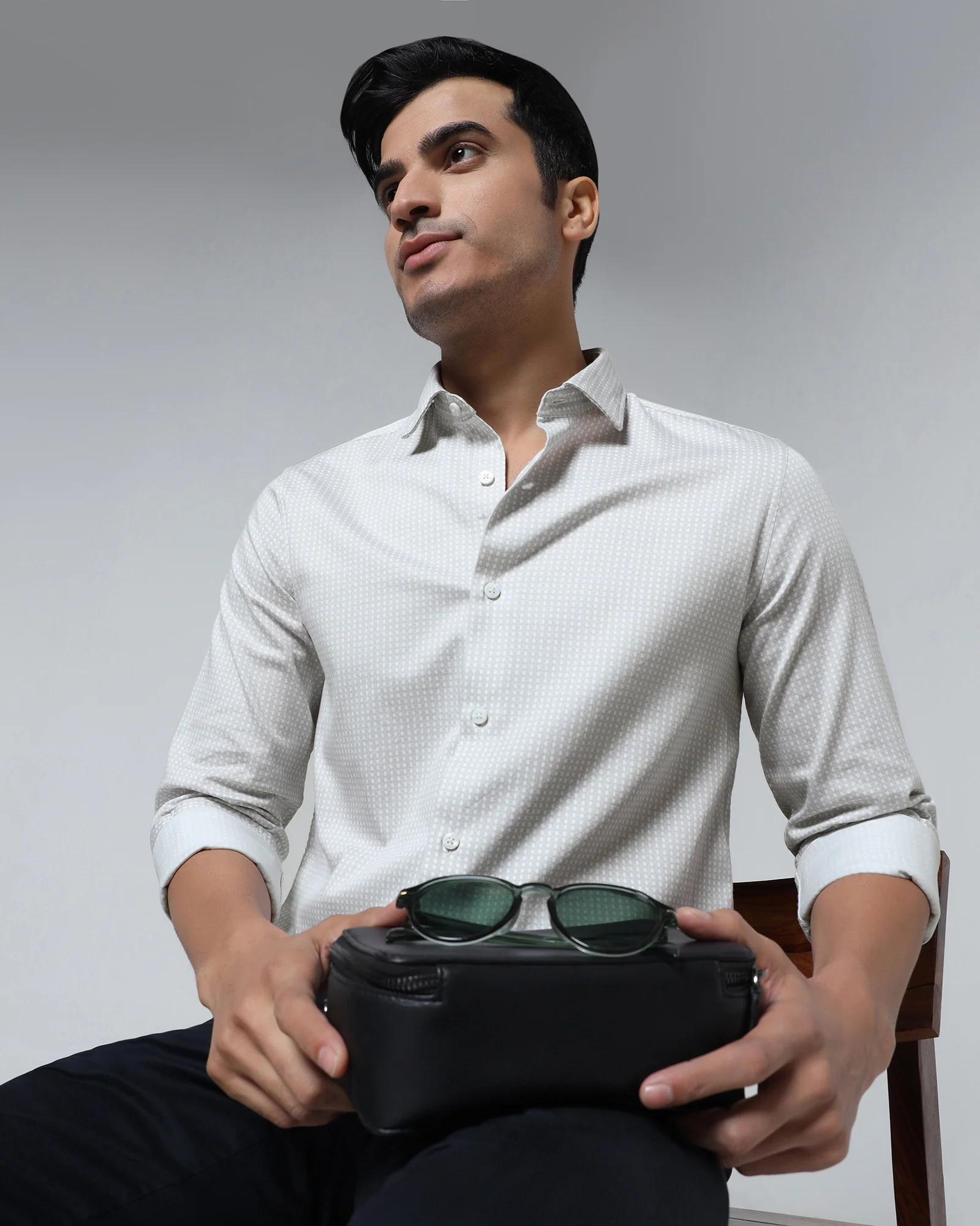 Beige Printed Shirt - Elver - Image 7