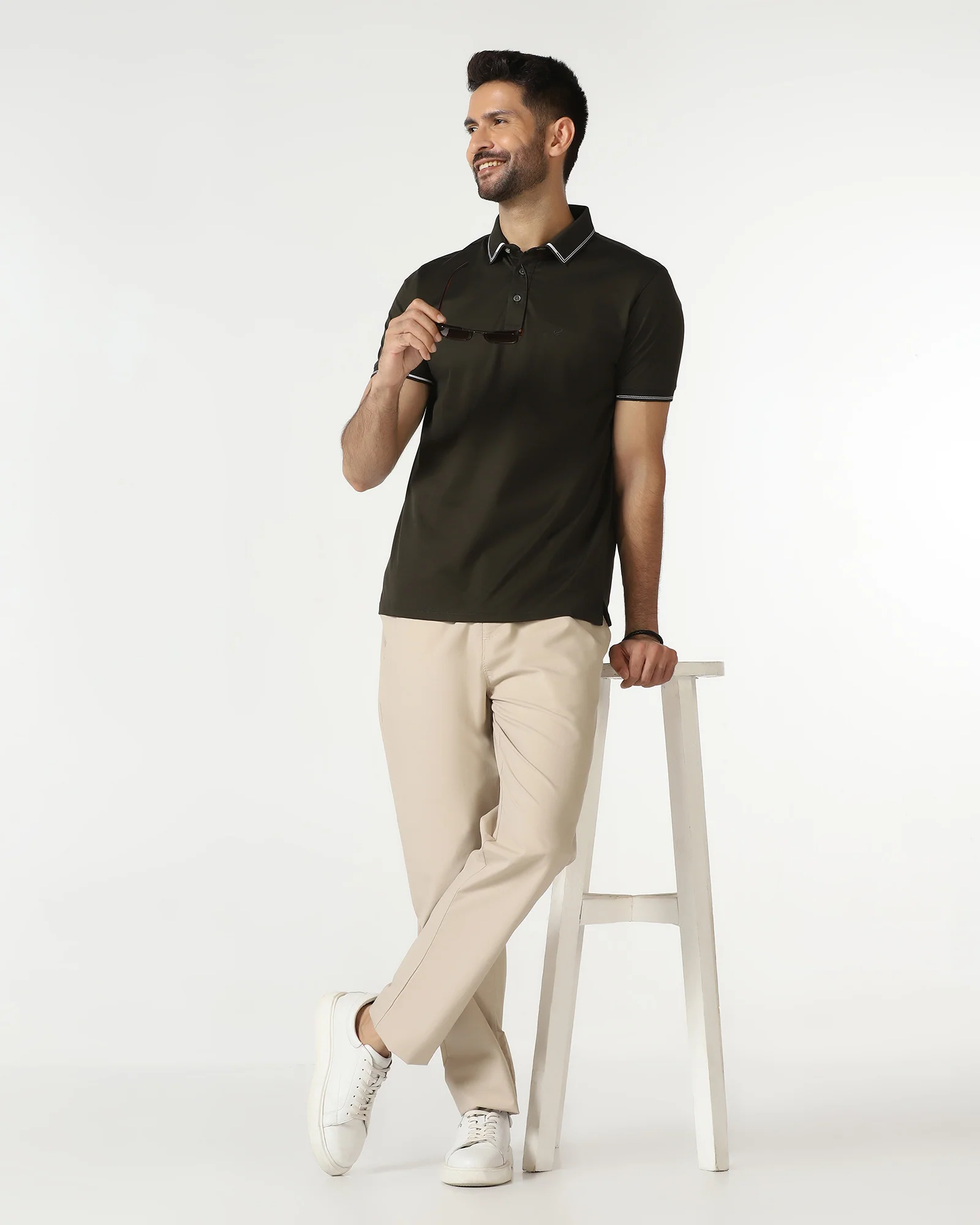 Beige Solid Khakis - Taurus - Image 5