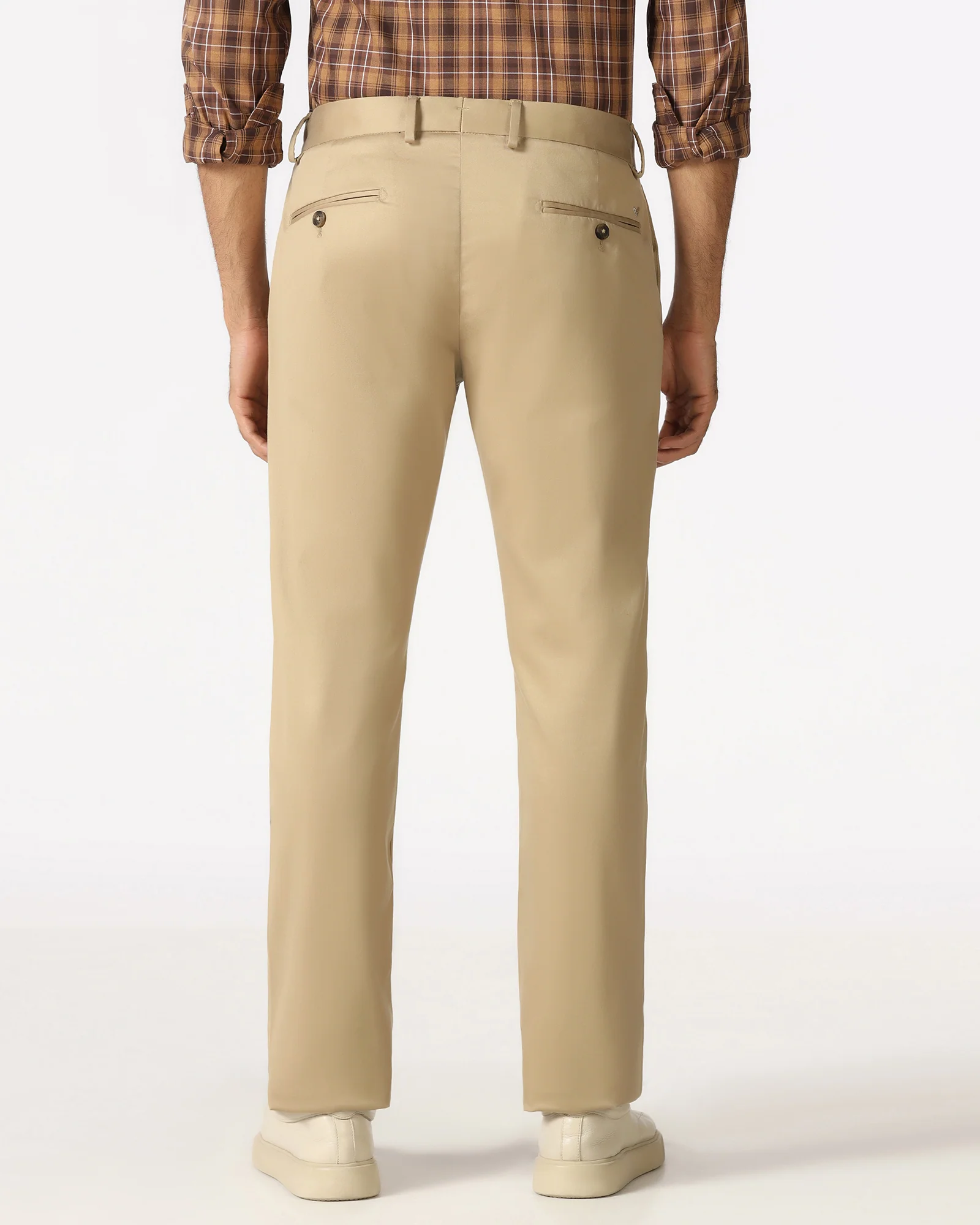 Beige Solid Khakis - Thale - Image 2