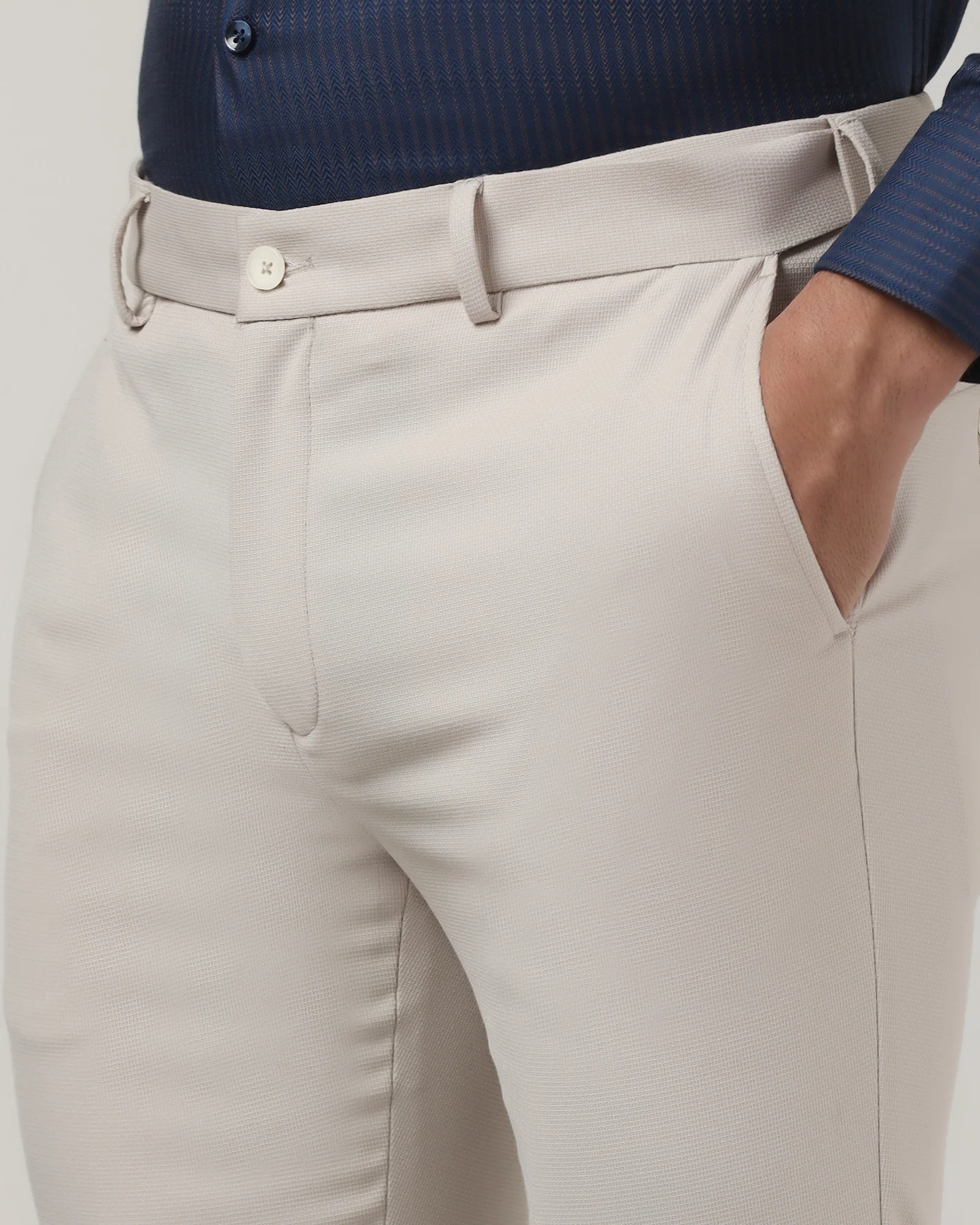Beige Technowaist Textured Trouser - Billy - Image 4