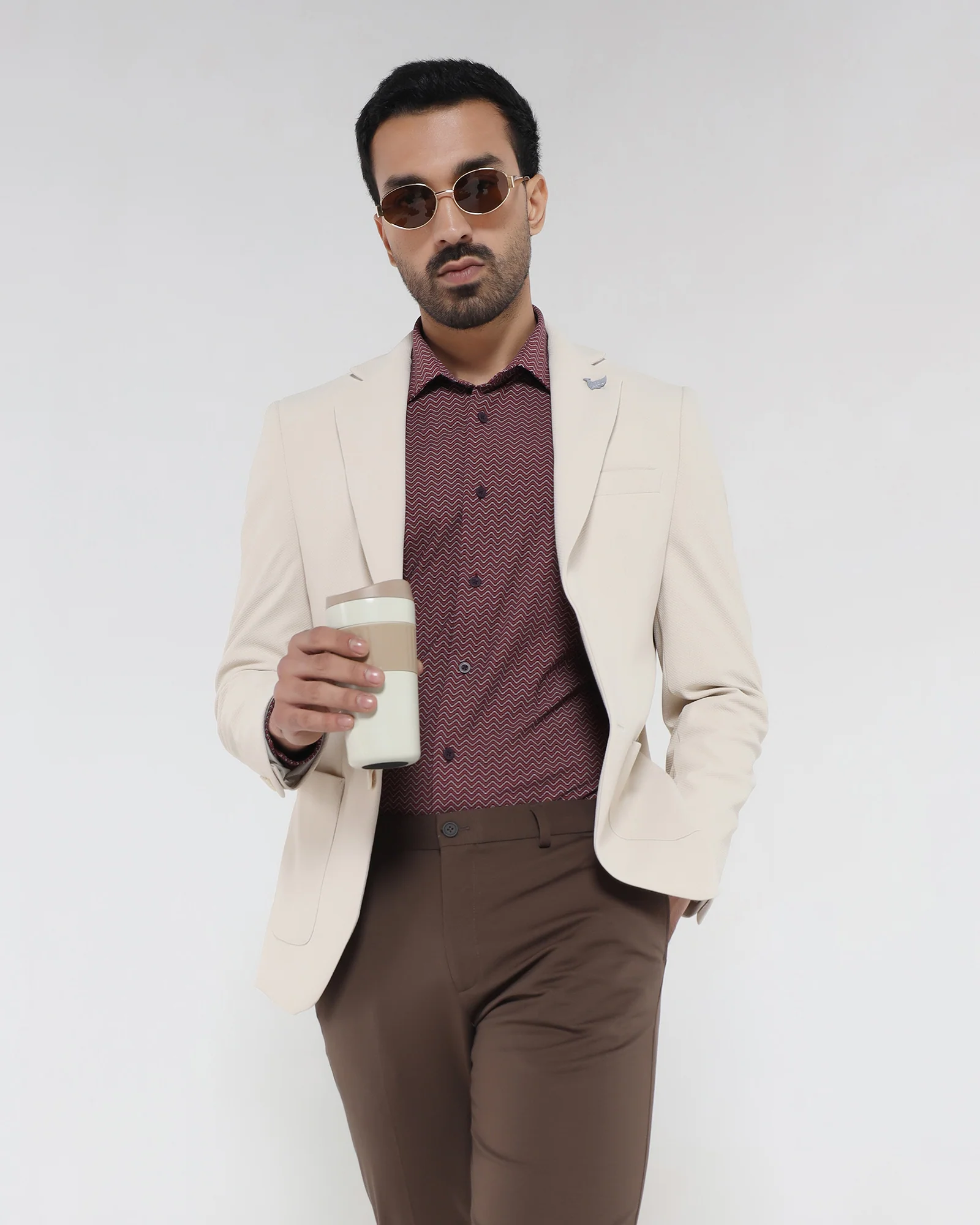 Beige TechPro Textured Blazer - Rodrygo - Image 8