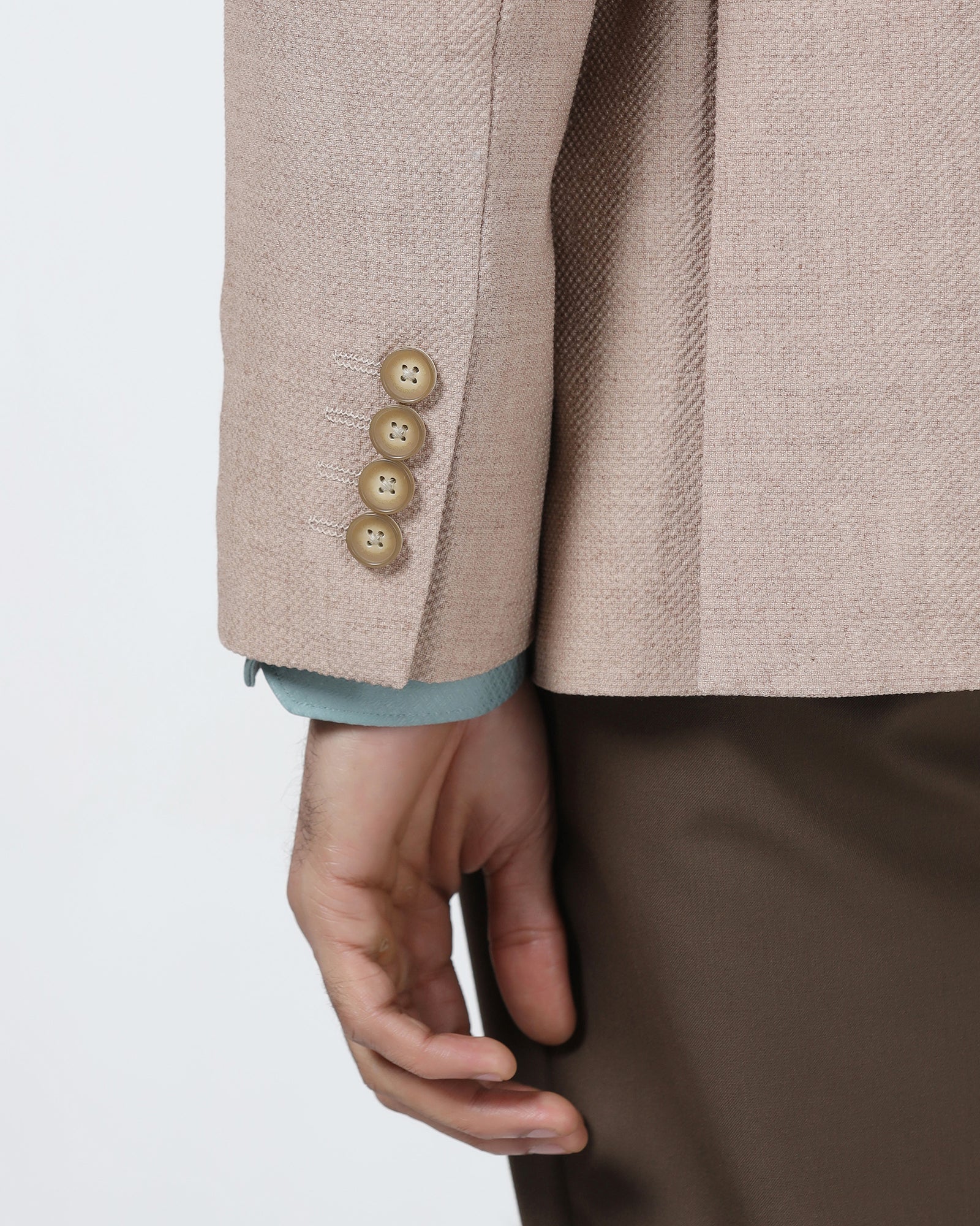 Beige Textured Blazer - Adams - Image 5