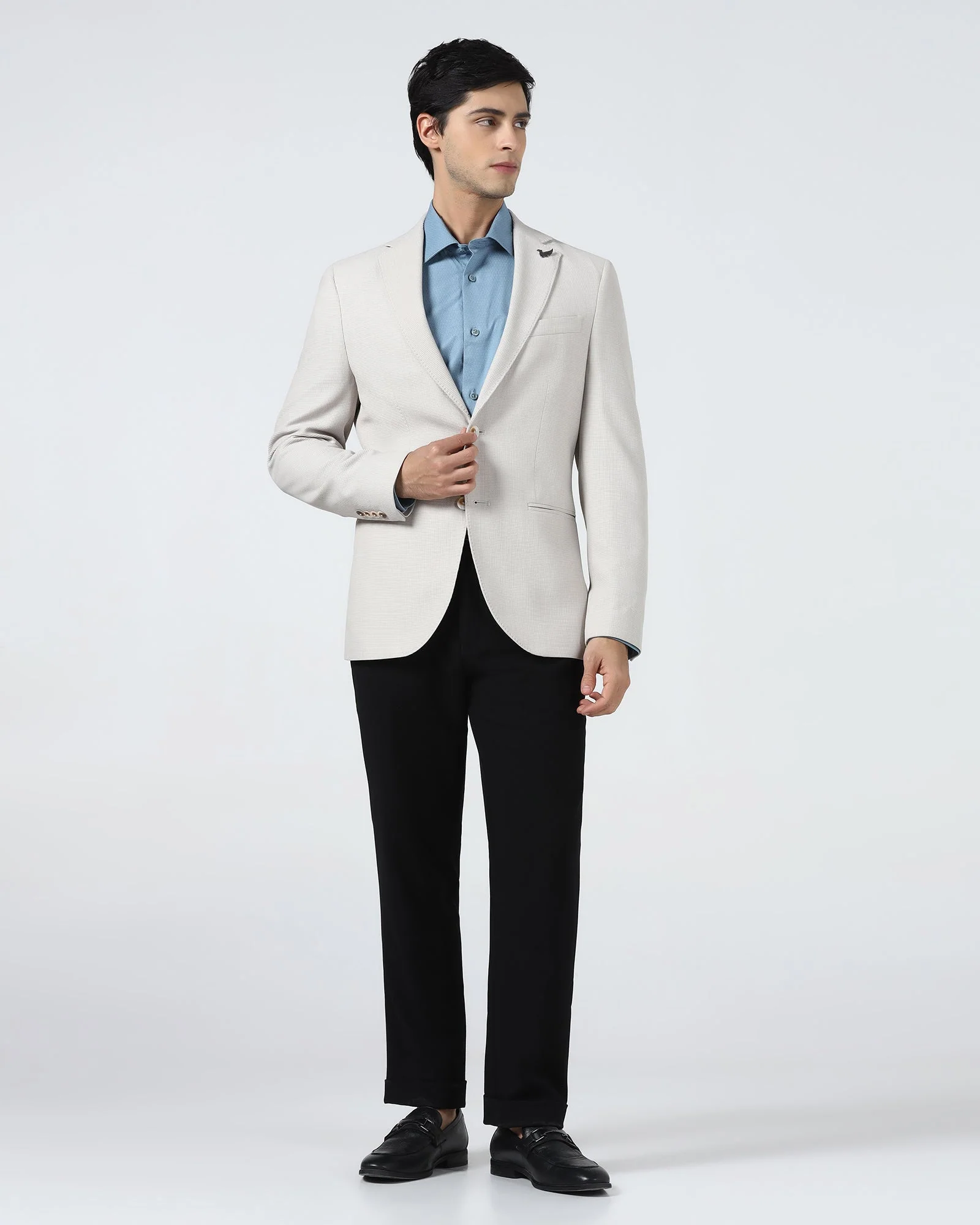 Beige Textured Blazer - Nico - Image 3