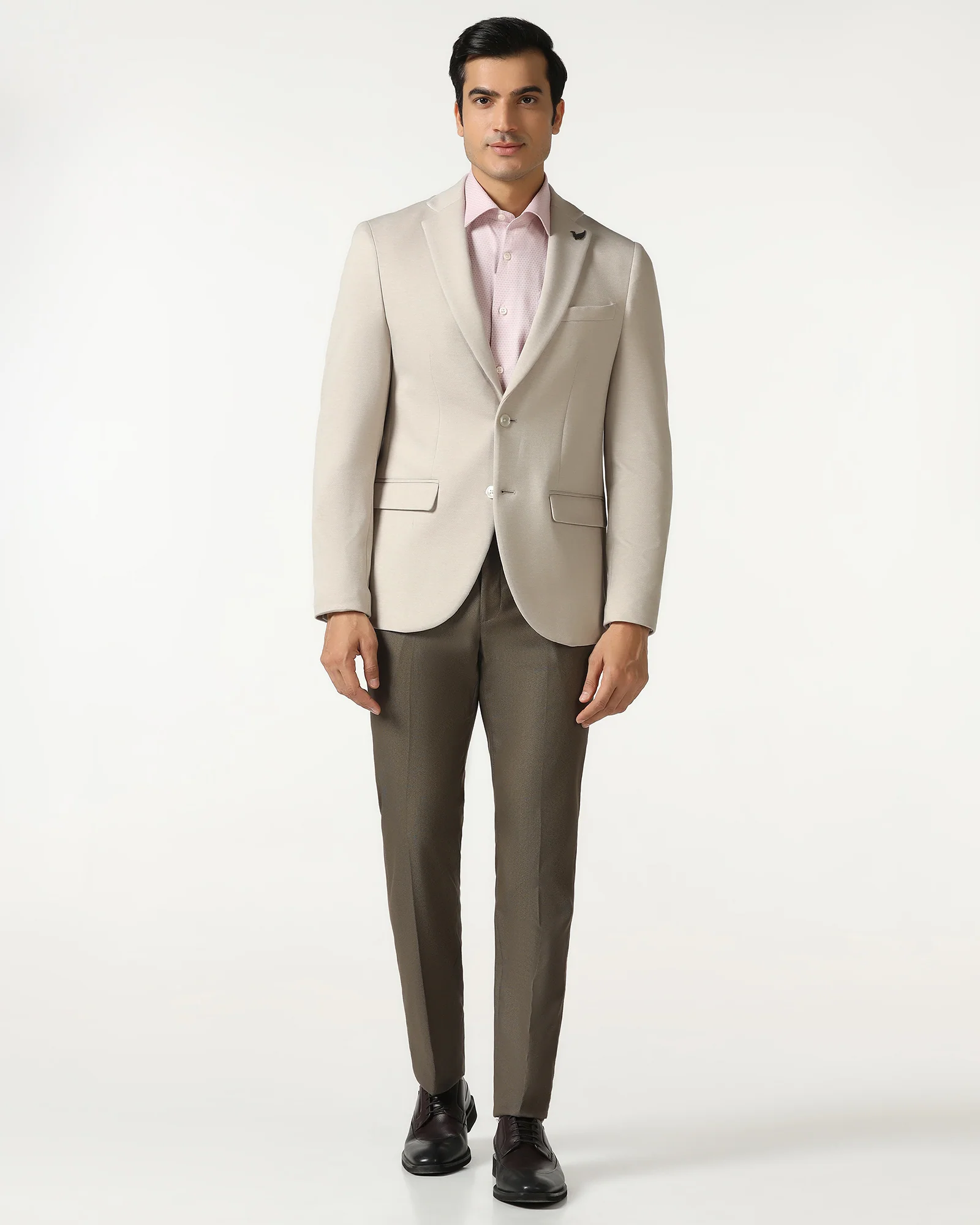 Beige Textured Blazer - Walker - Image 3