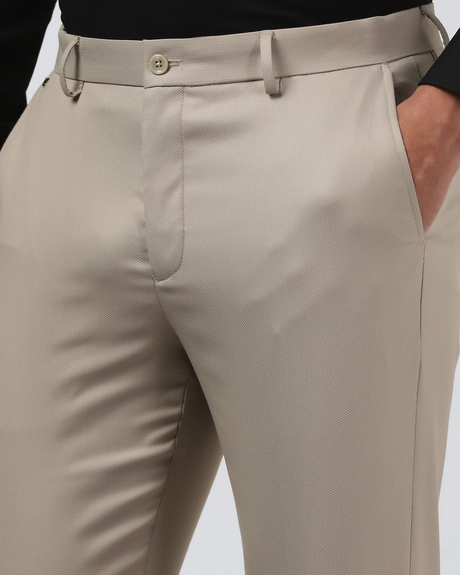 Beige Textured Trouser - Alan - Image 4