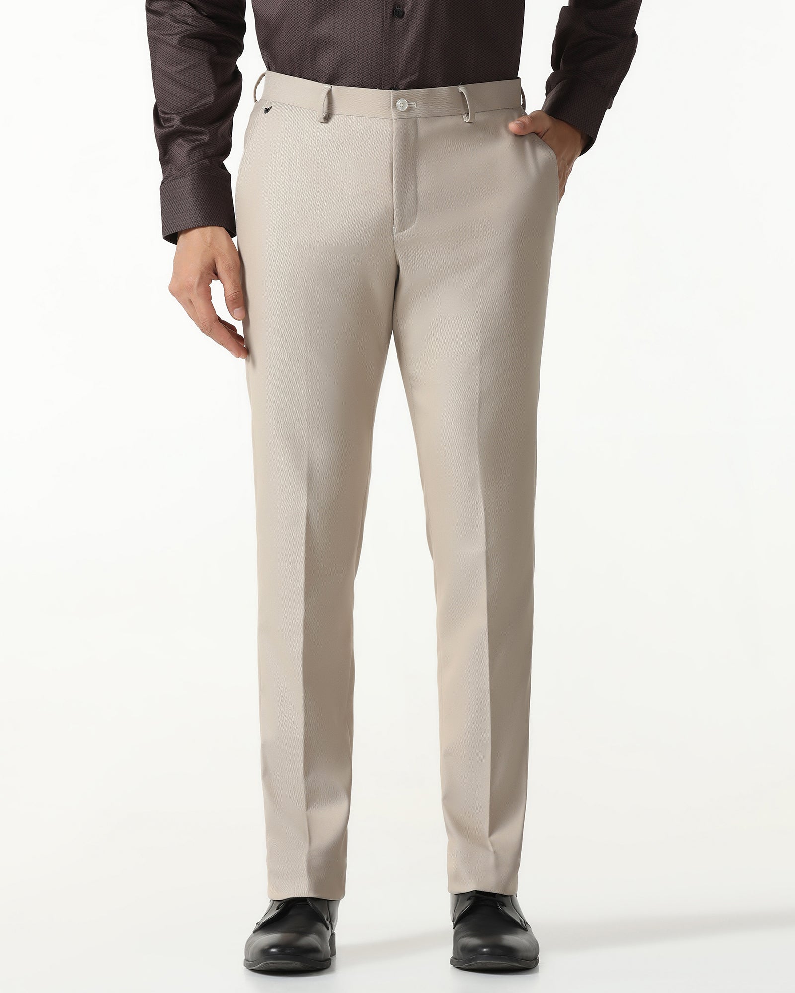 Beige Textured Trouser - Monk - Image 3