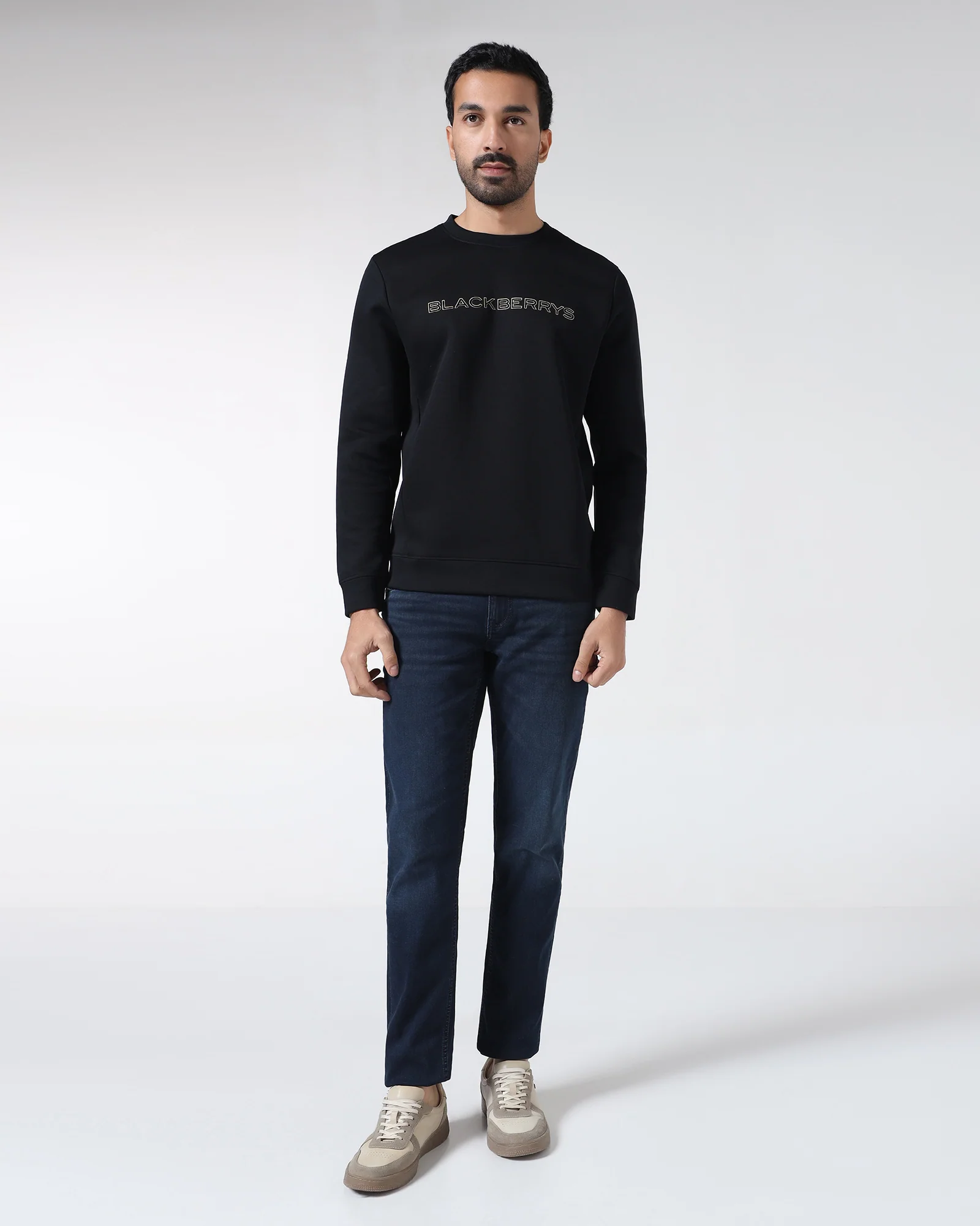 Black Crew Neck Solid Sweatshirt - Rio - Image 3