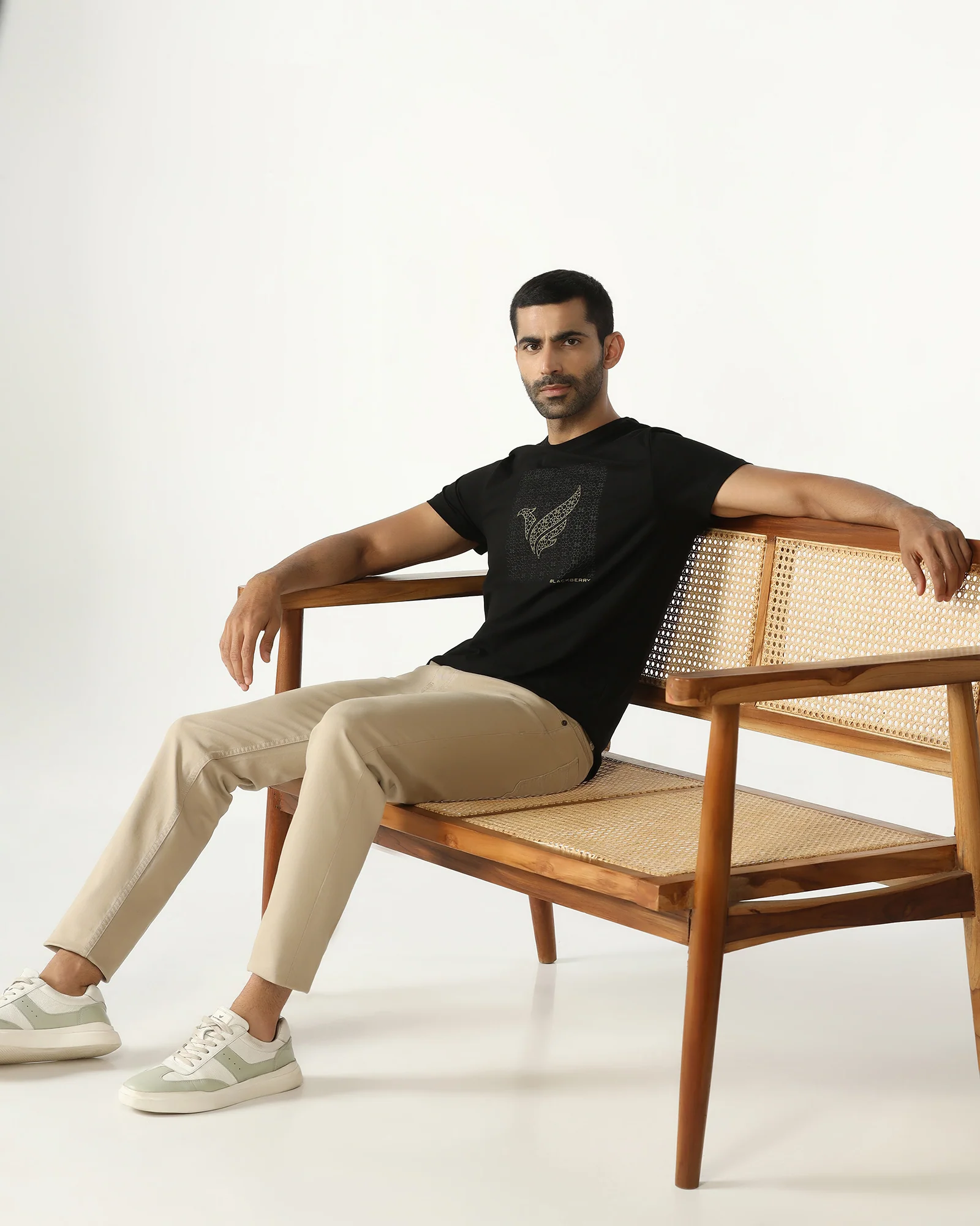 Black Crew Neck Solid T-Shirt - Fly - Image 7
