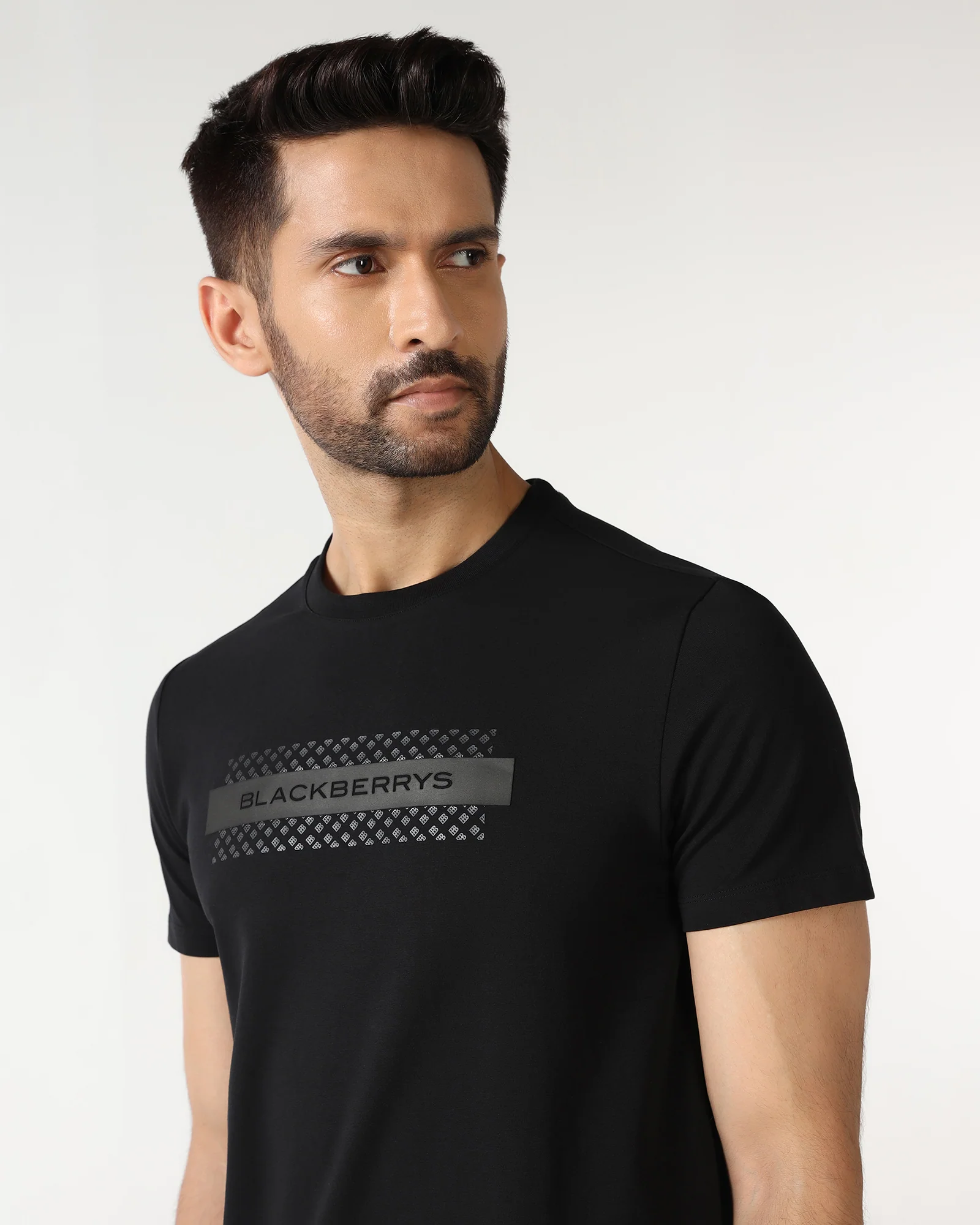 Black Crew Neck Solid T-Shirt - Zoro - Image 4