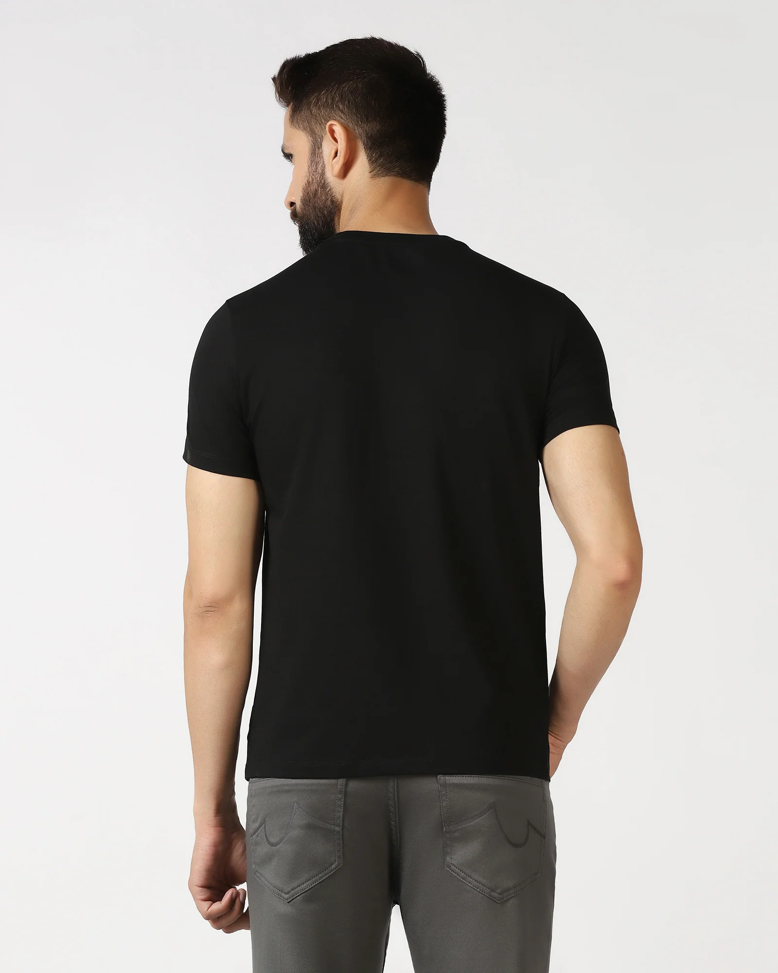 Black Crew Neck Textured T-Shirt - Crown - Image 2