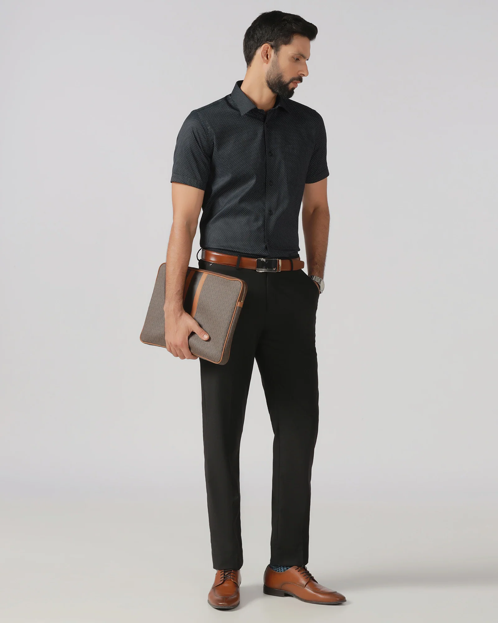 Black Half Sleeve Unwrinkle Printed Shirt - Radiant - Image 8