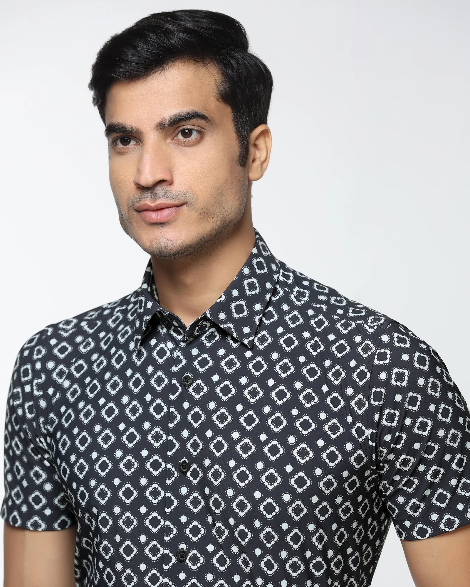 Black Half Sleeve TechPro Printed Shirt - Ronnel - Image 6