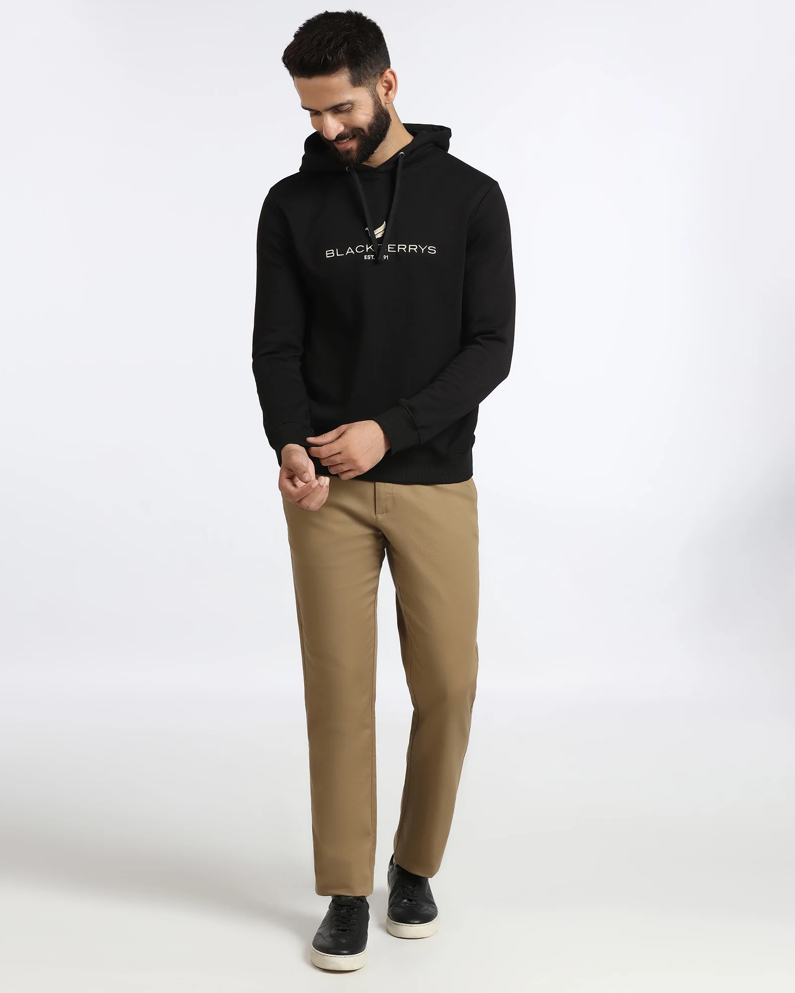 Black Hoodie Solid Sweatshirt - Yen - Image 3