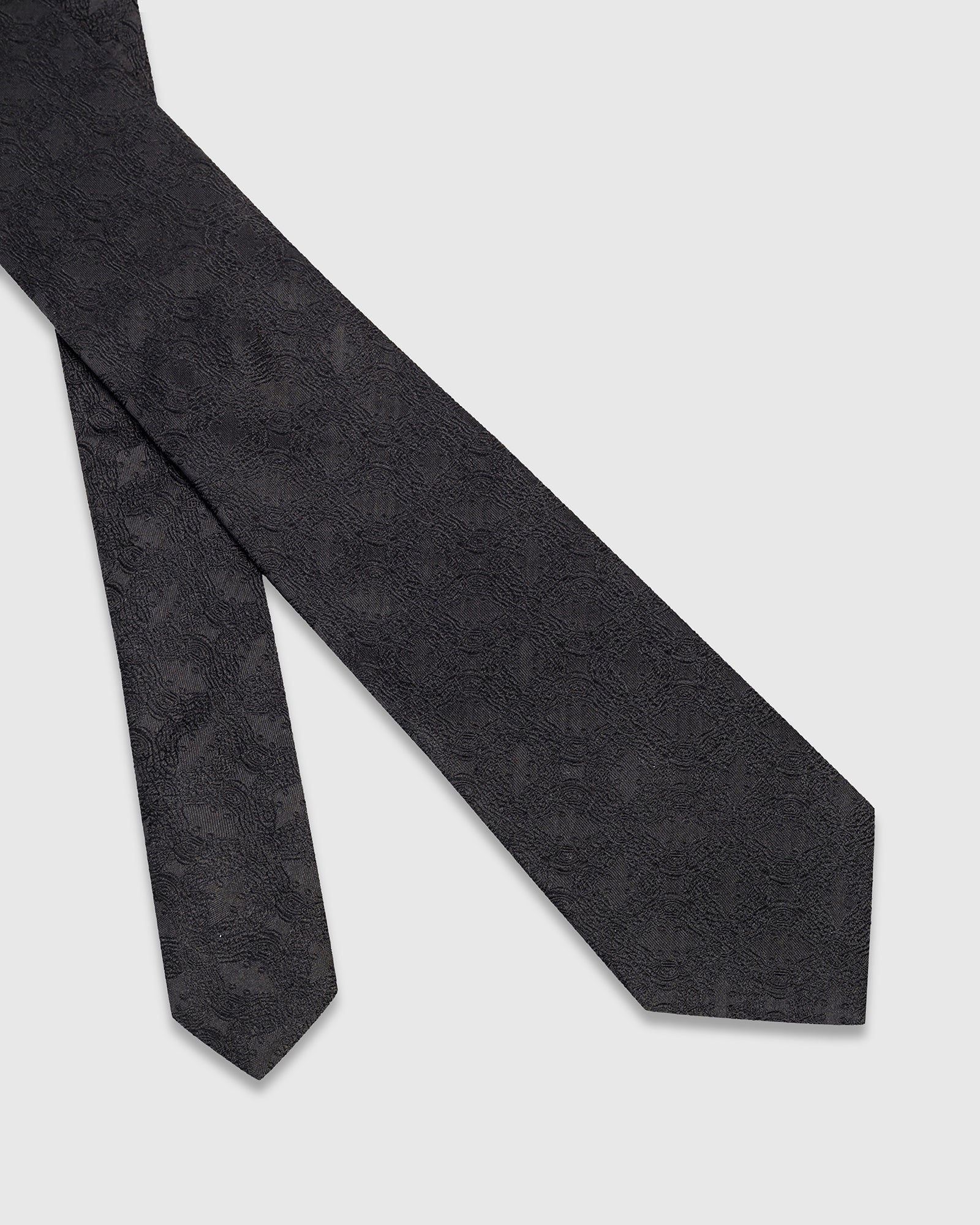 Black Silk Jacquard Tie - Wade - Image 2
