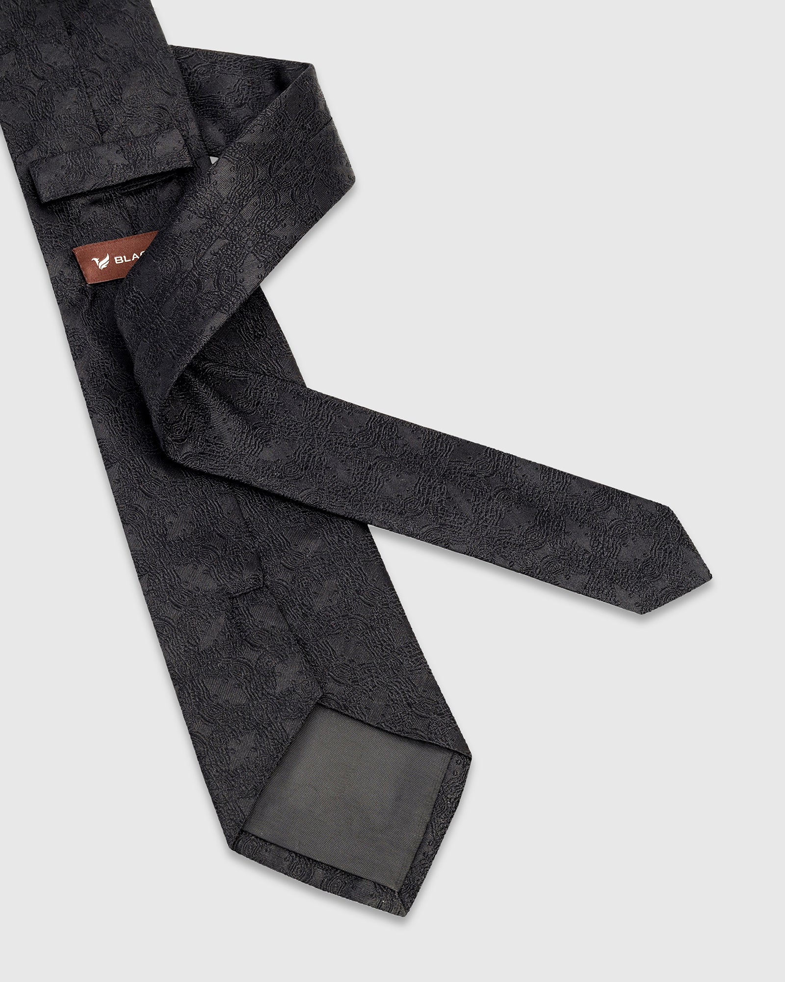 Black Silk Jacquard Tie - Wade - Image 4
