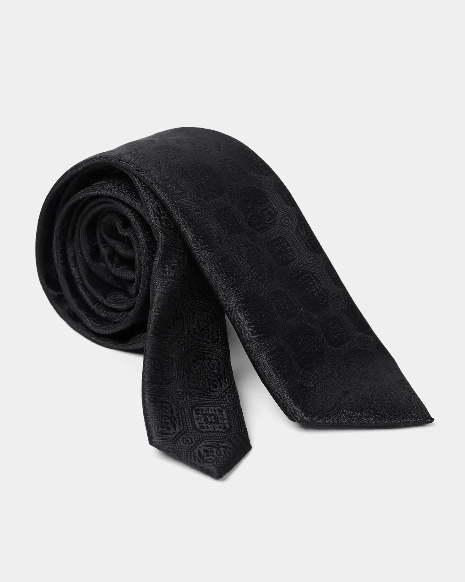 Black Silk Jacquard Tie - Willibald
