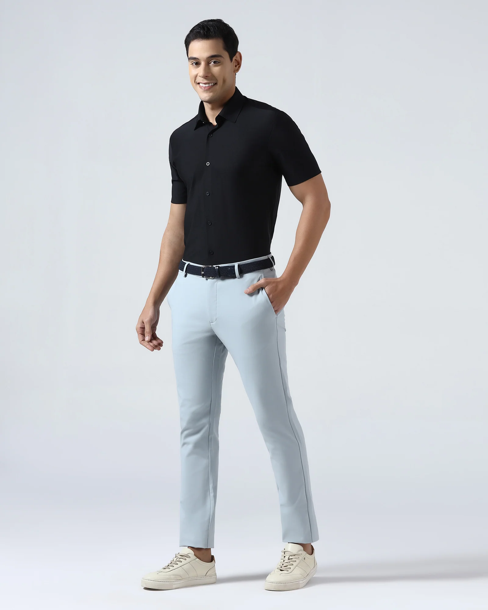 Black Half Sleeve TechPro Solid Shirt - Kanon - Image 3
