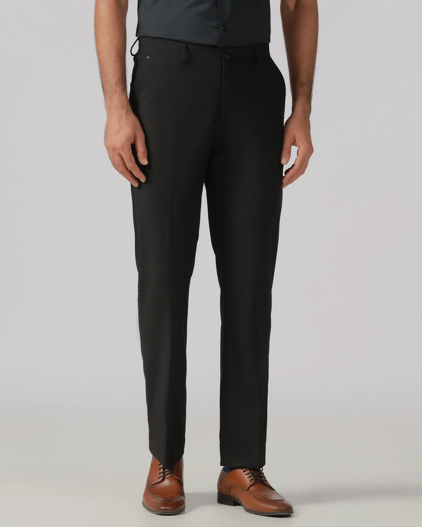 Black Textured Trouser - Black-267 - Image 3