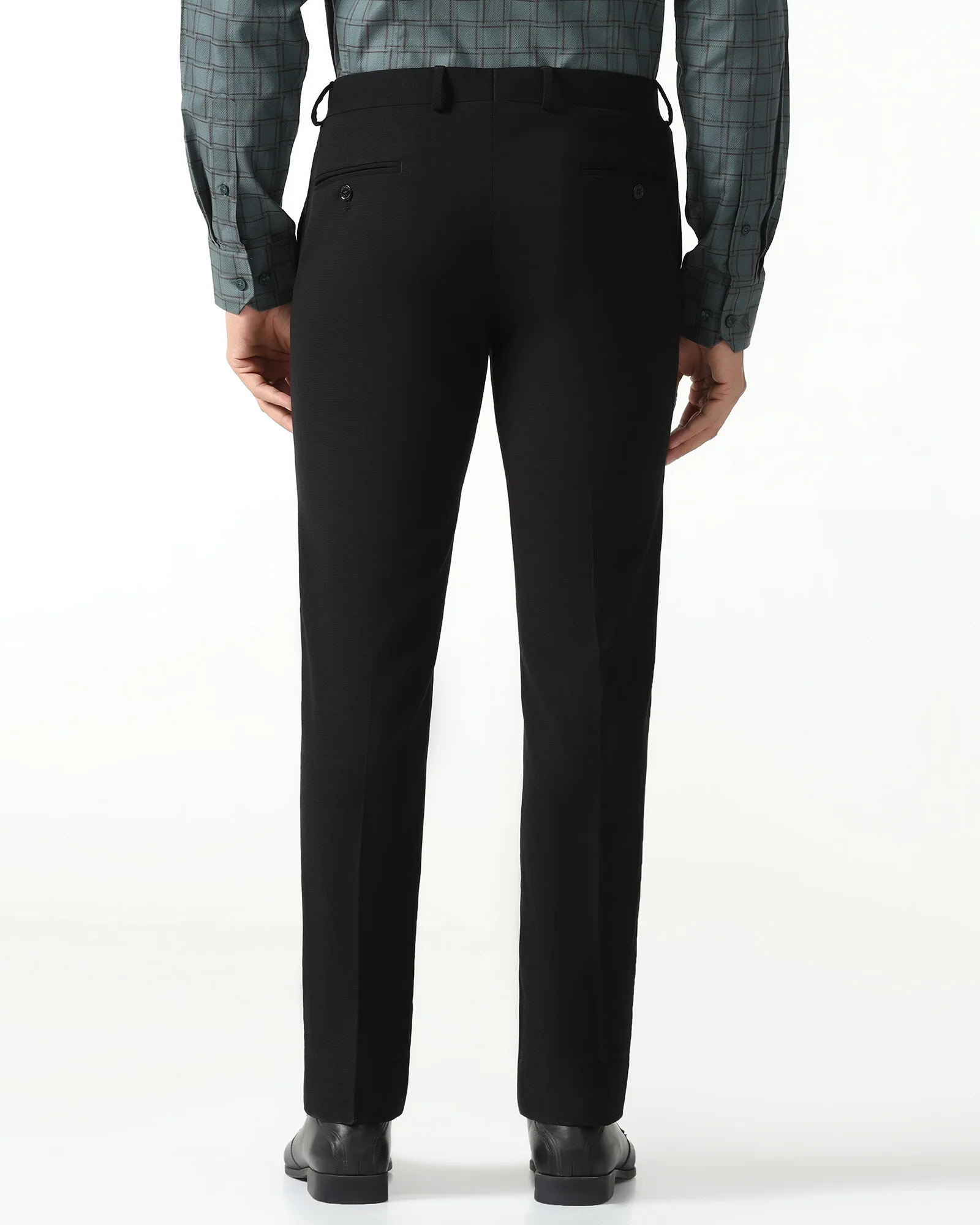 Black Textured Trouser - Black-269 - Image 2