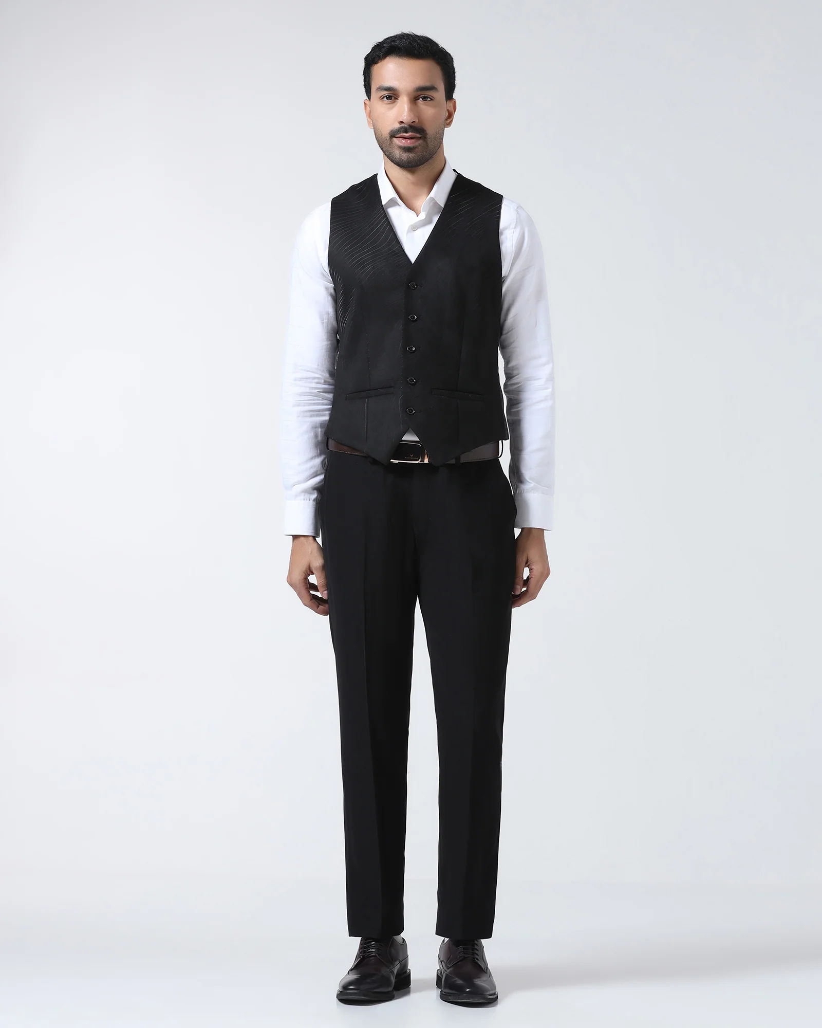 Black Three Piece Solid Suit - Erron - Image 5