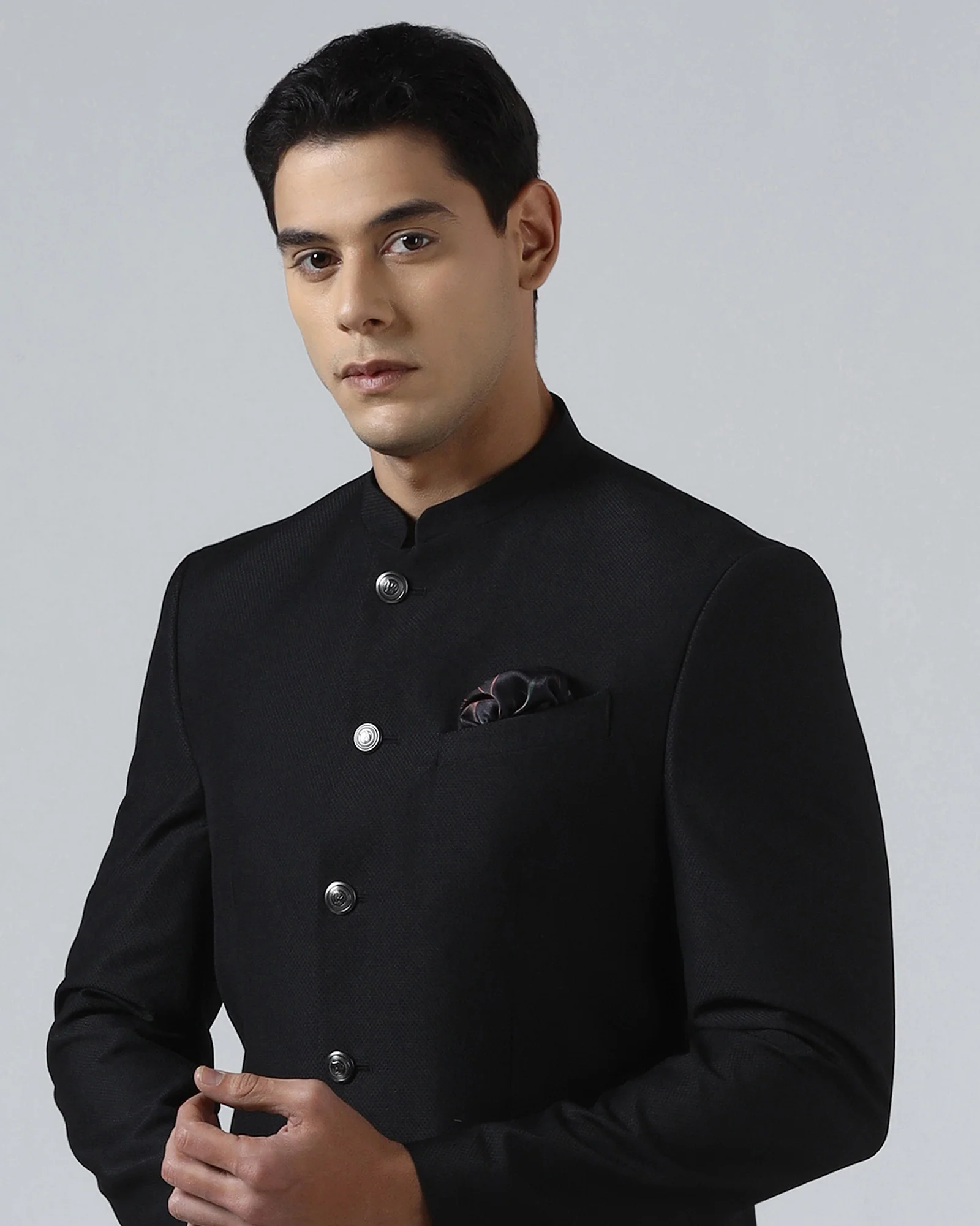 Black Two Piece Textured Suit - Micon - Image 4