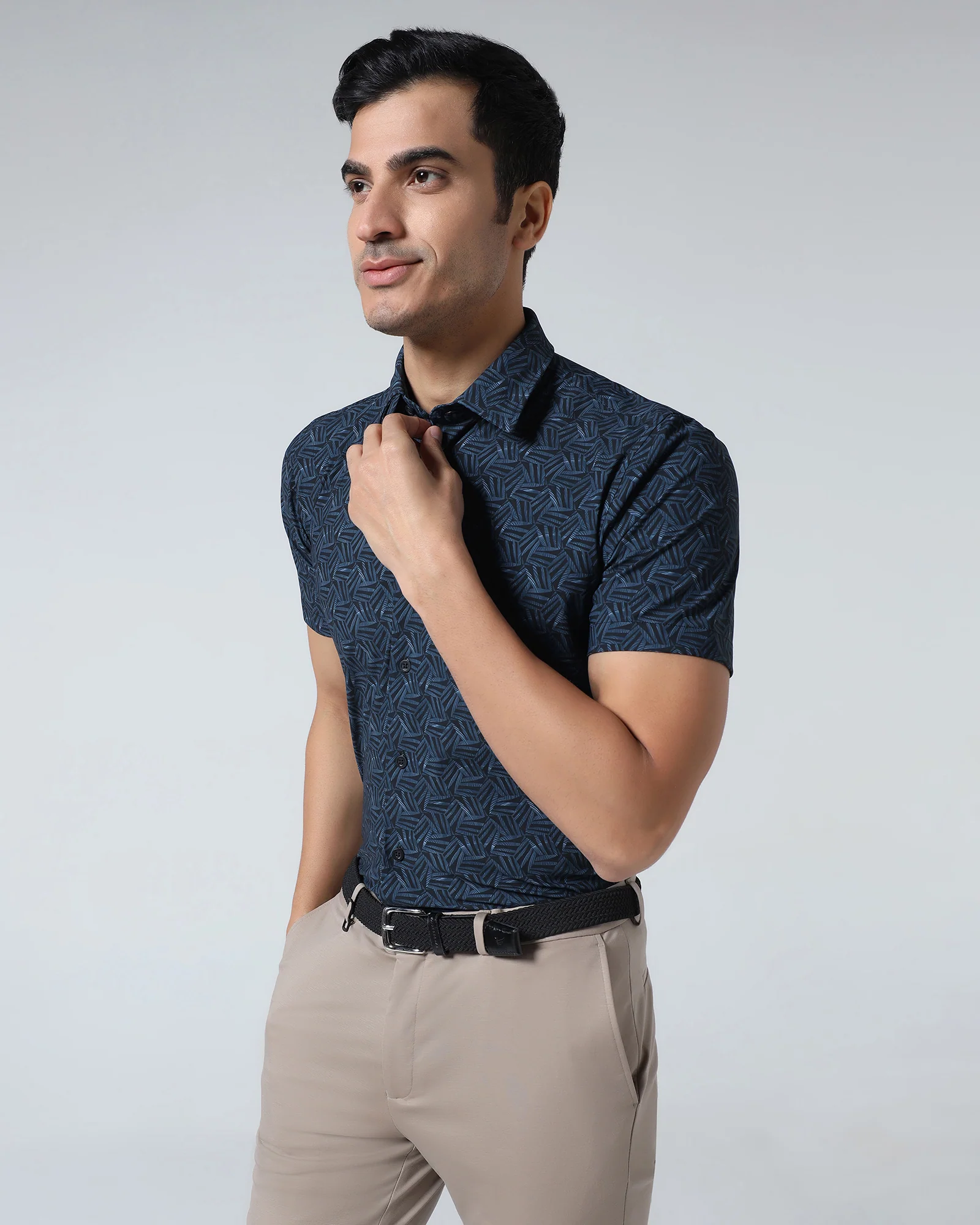 Blue Half Sleeve TechPro Printed Shirt - Reneos - Image 4