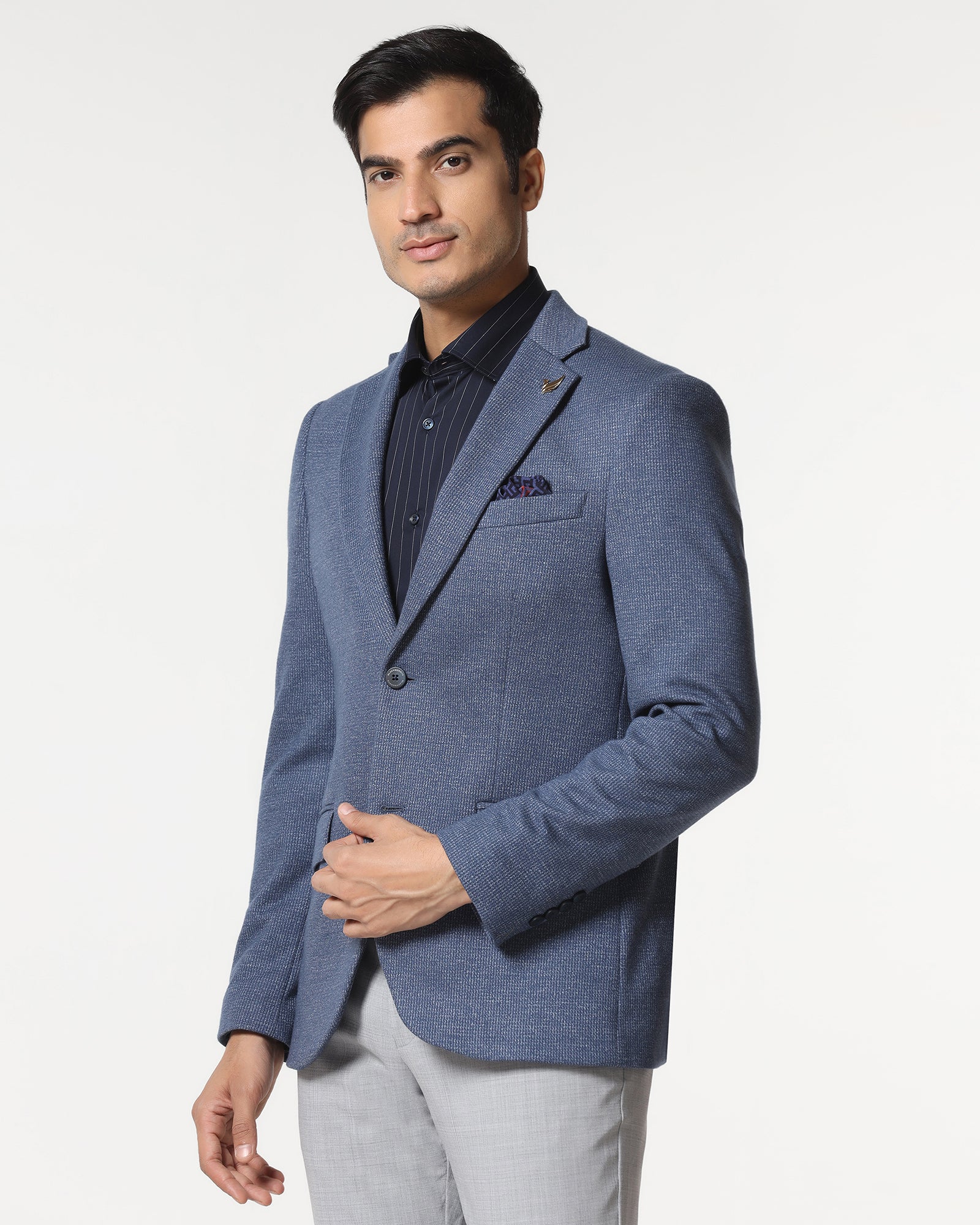 Blue Luxe Textured Blazer - Baleno - Image 8