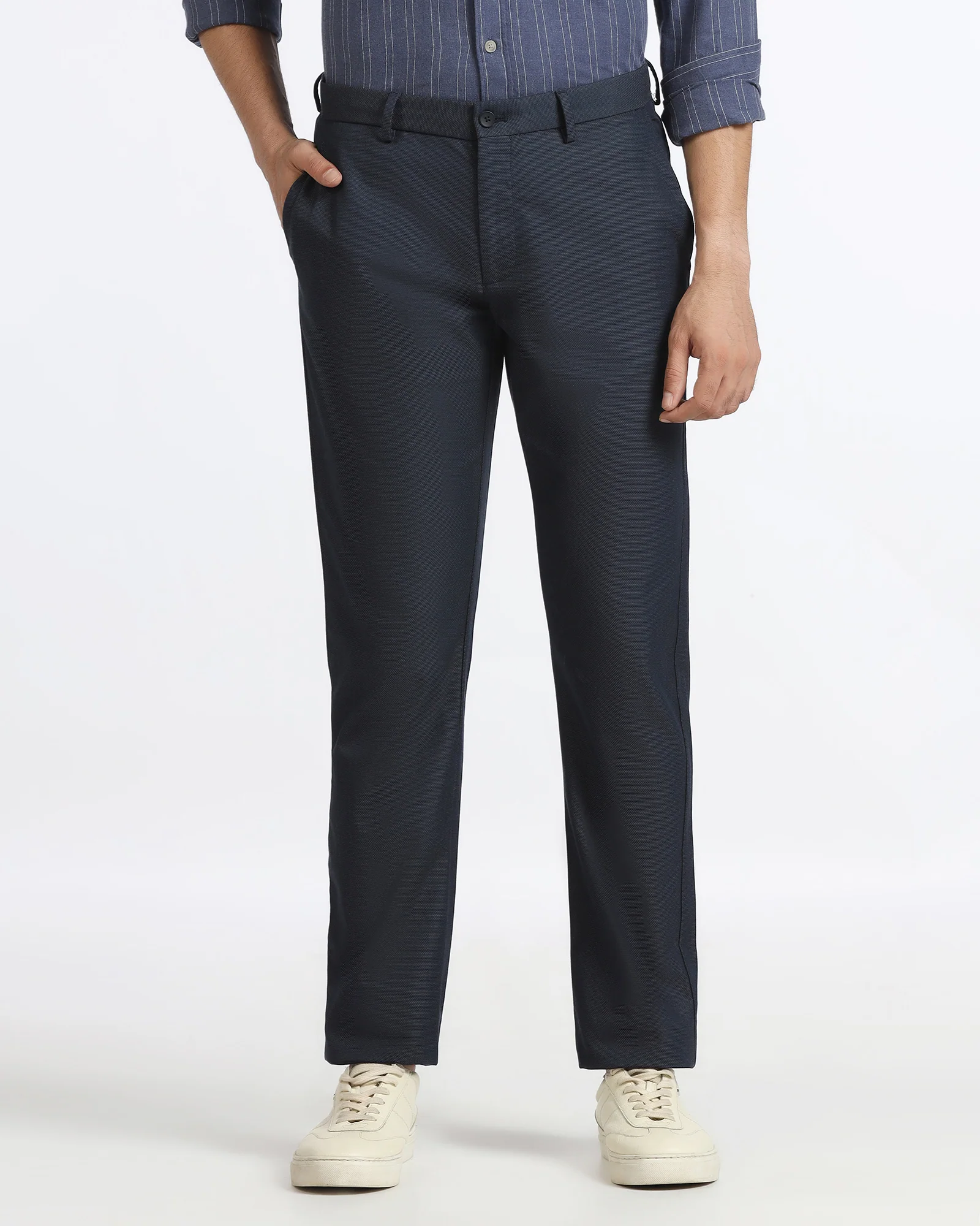 Blue Non Iron Textured Khakis - Ohio - Image 3