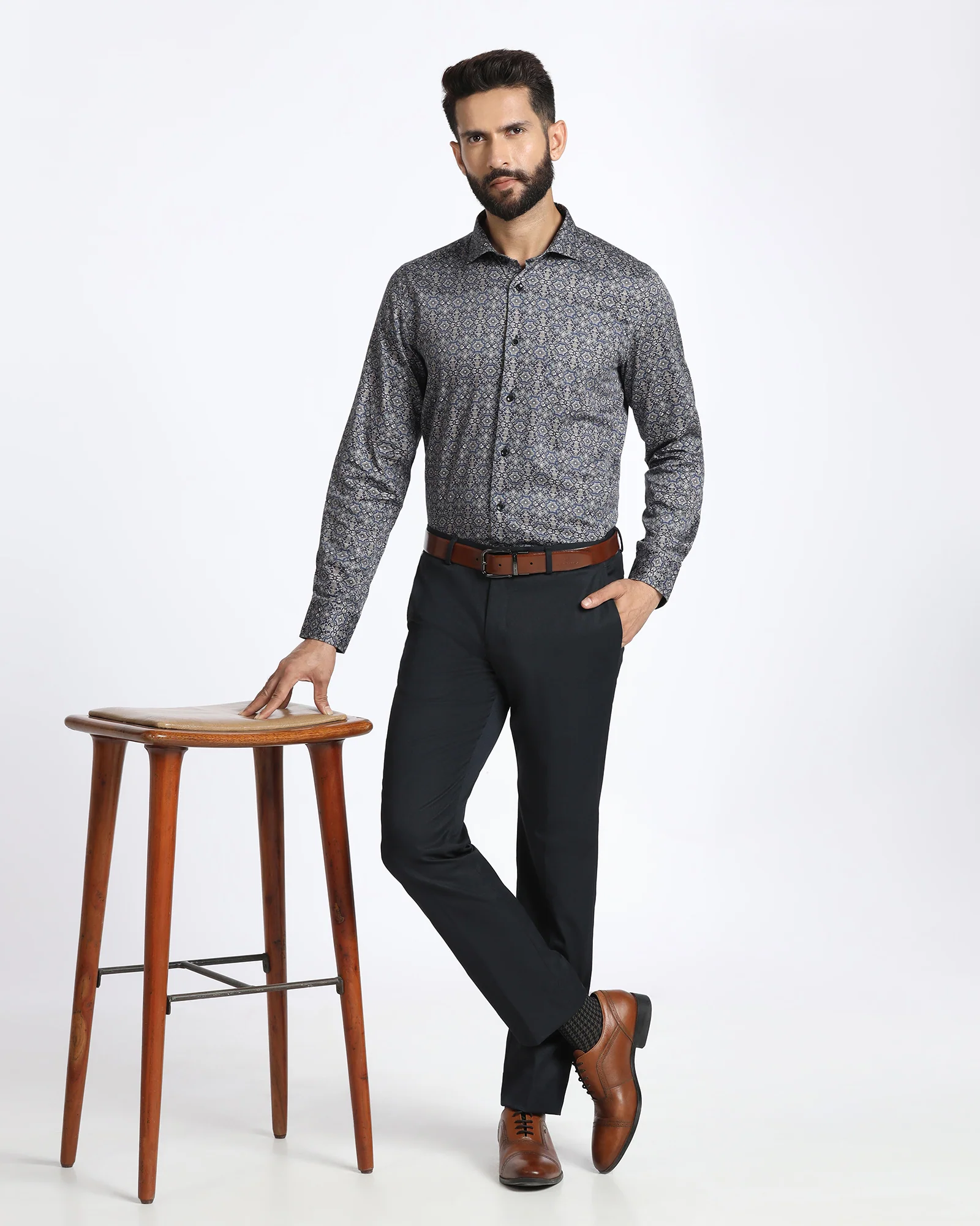Blue Printed Shirt - Royce - Image 8