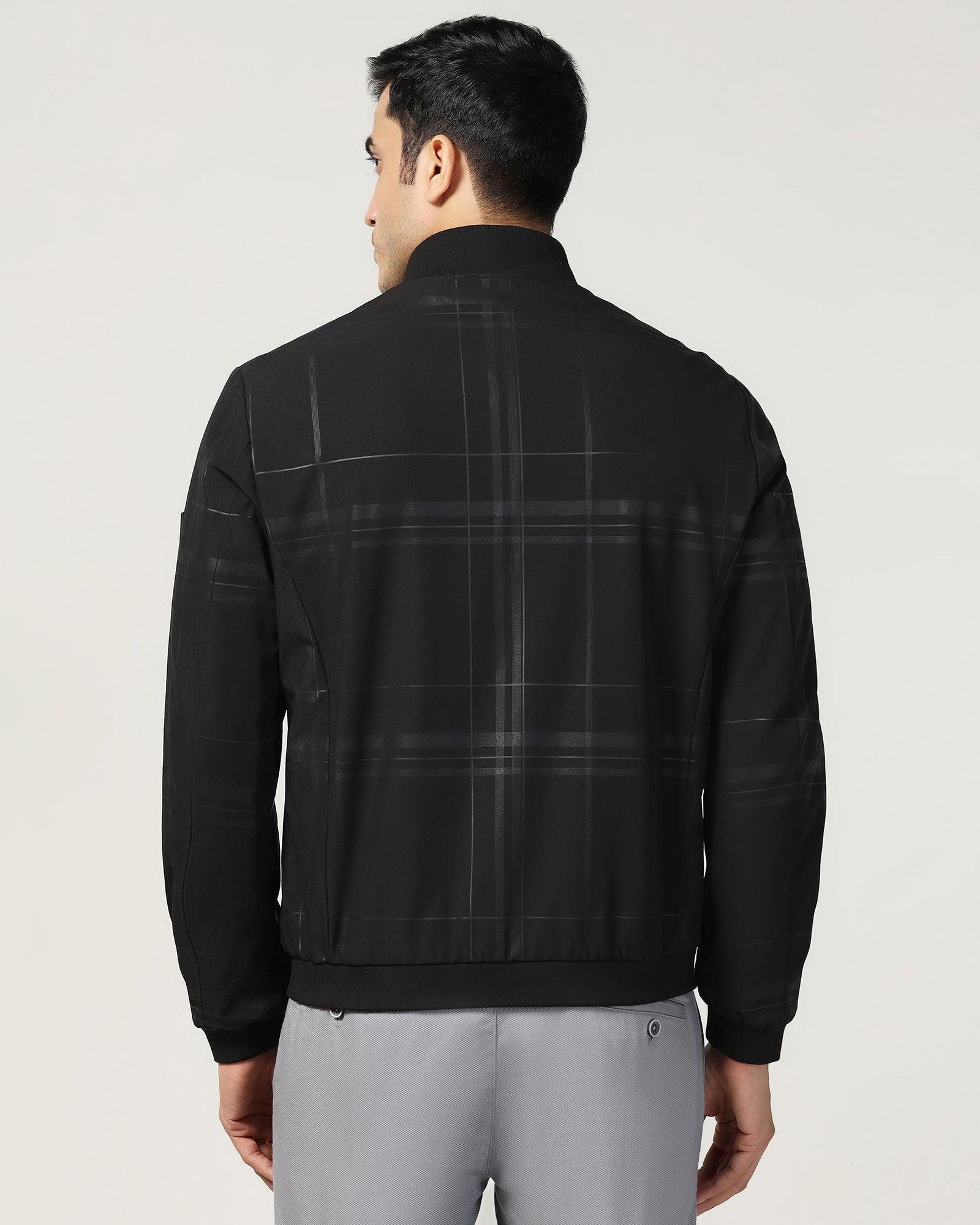 Bomber Black Printed Zipper Jacket - Rafale - Image 2