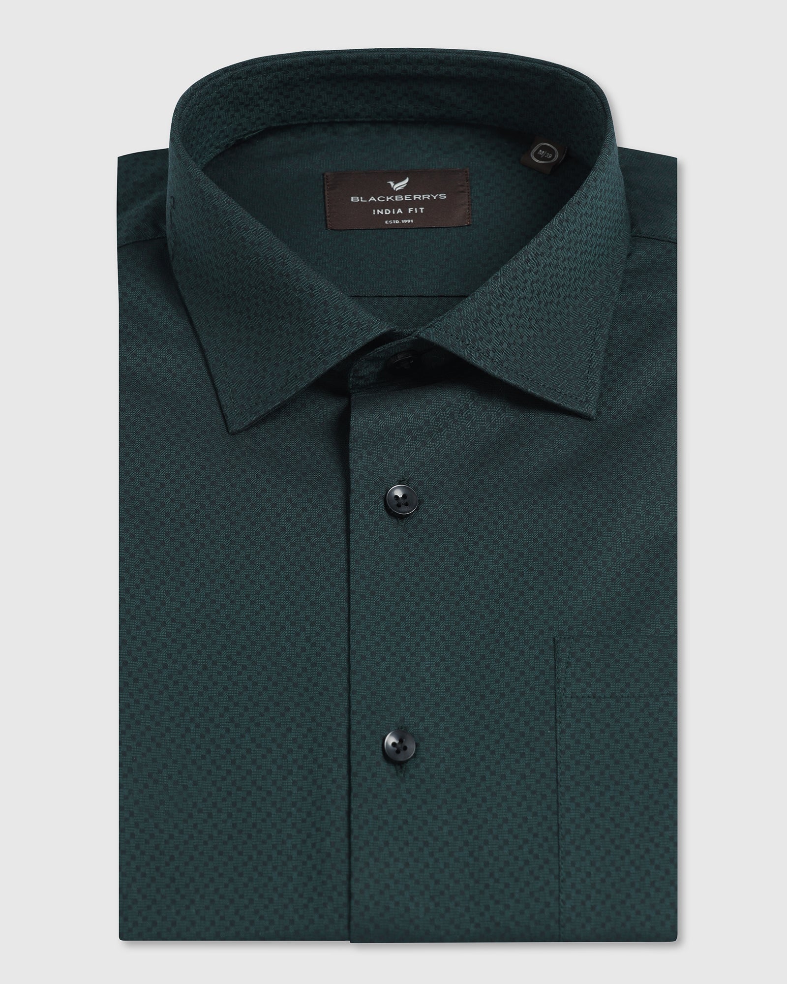 Bottle Green Textured Shirt - Regard - Image 5