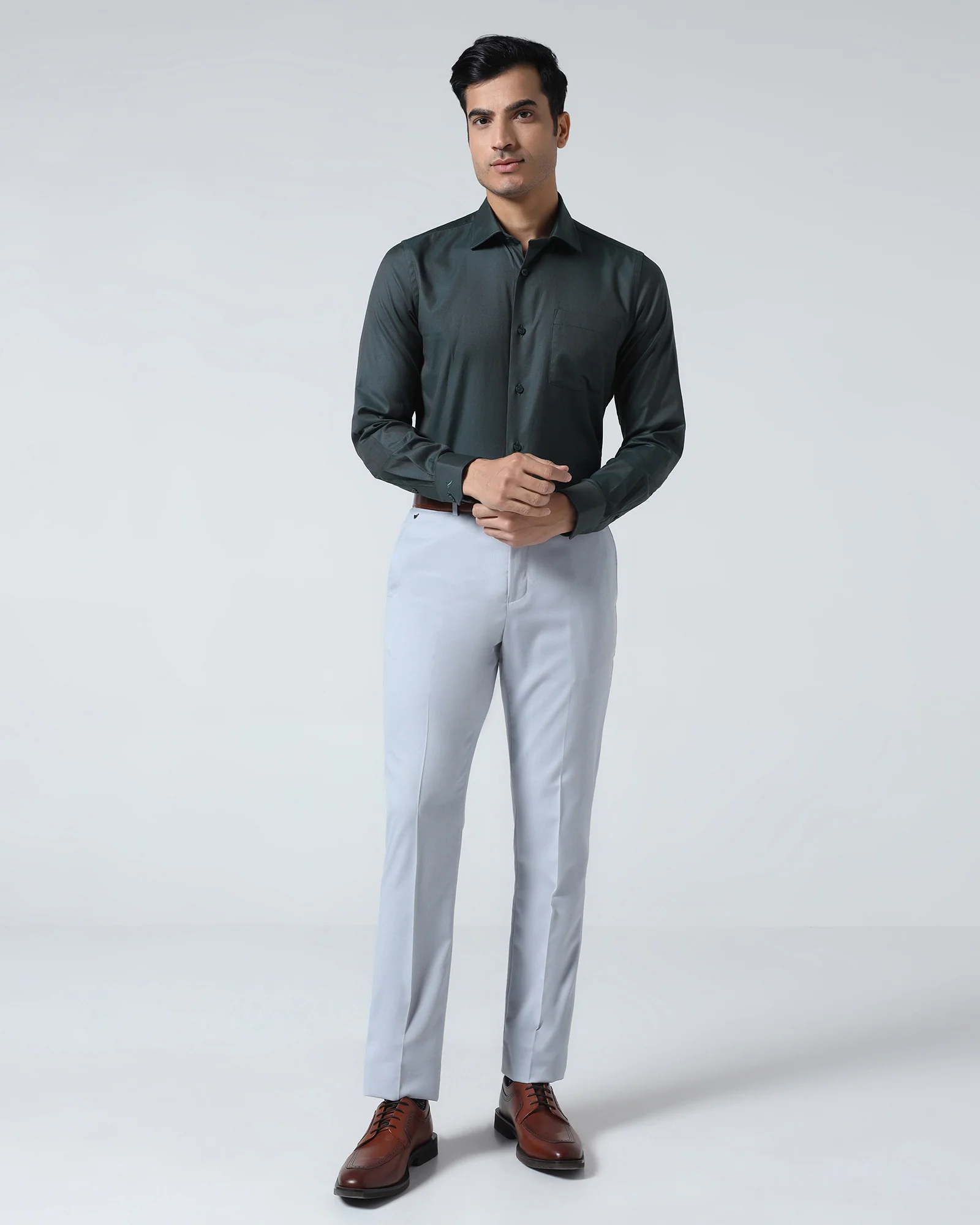 Bottle Green Textured Shirt - Magnus - Image 3