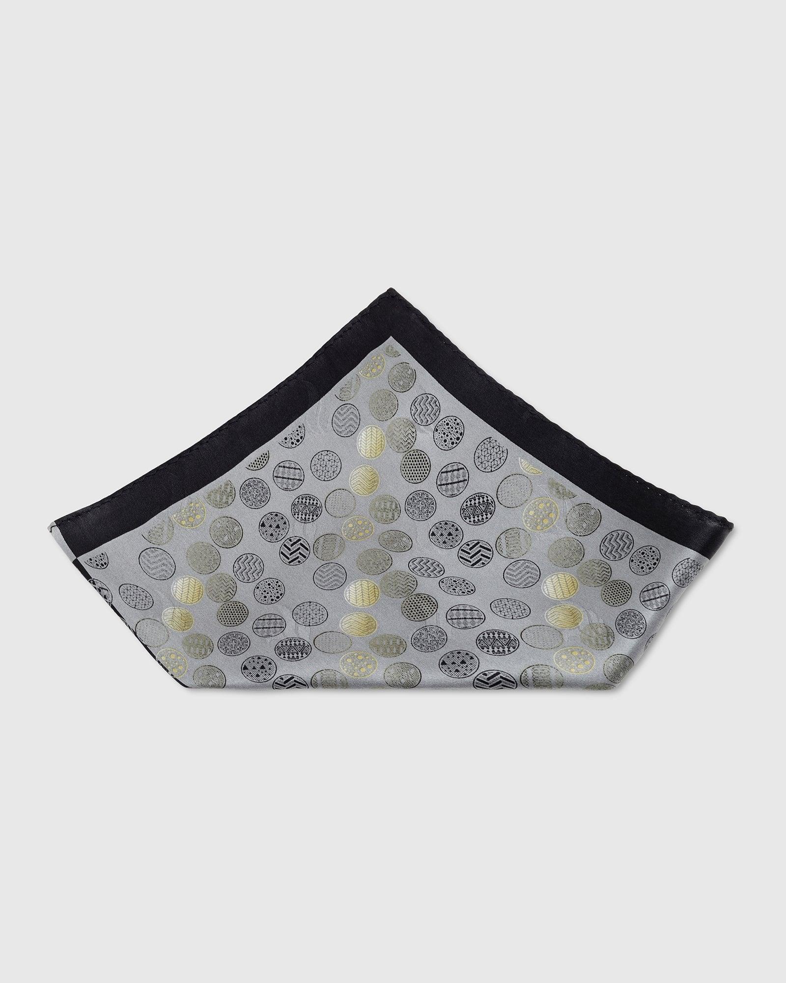 Boxed Combo Printed Tie With Pocket Square And Cufflink In Black - Takin - Image 4