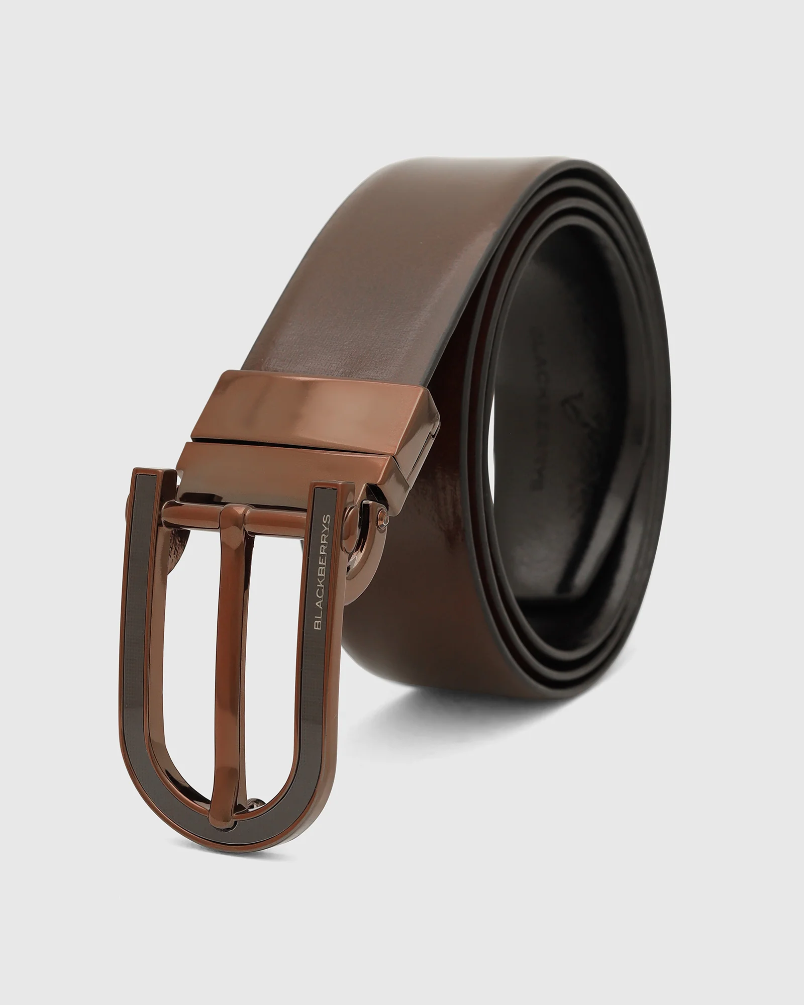 Leather Revesible Brown Black Solid Belt - Wilton - Image 4