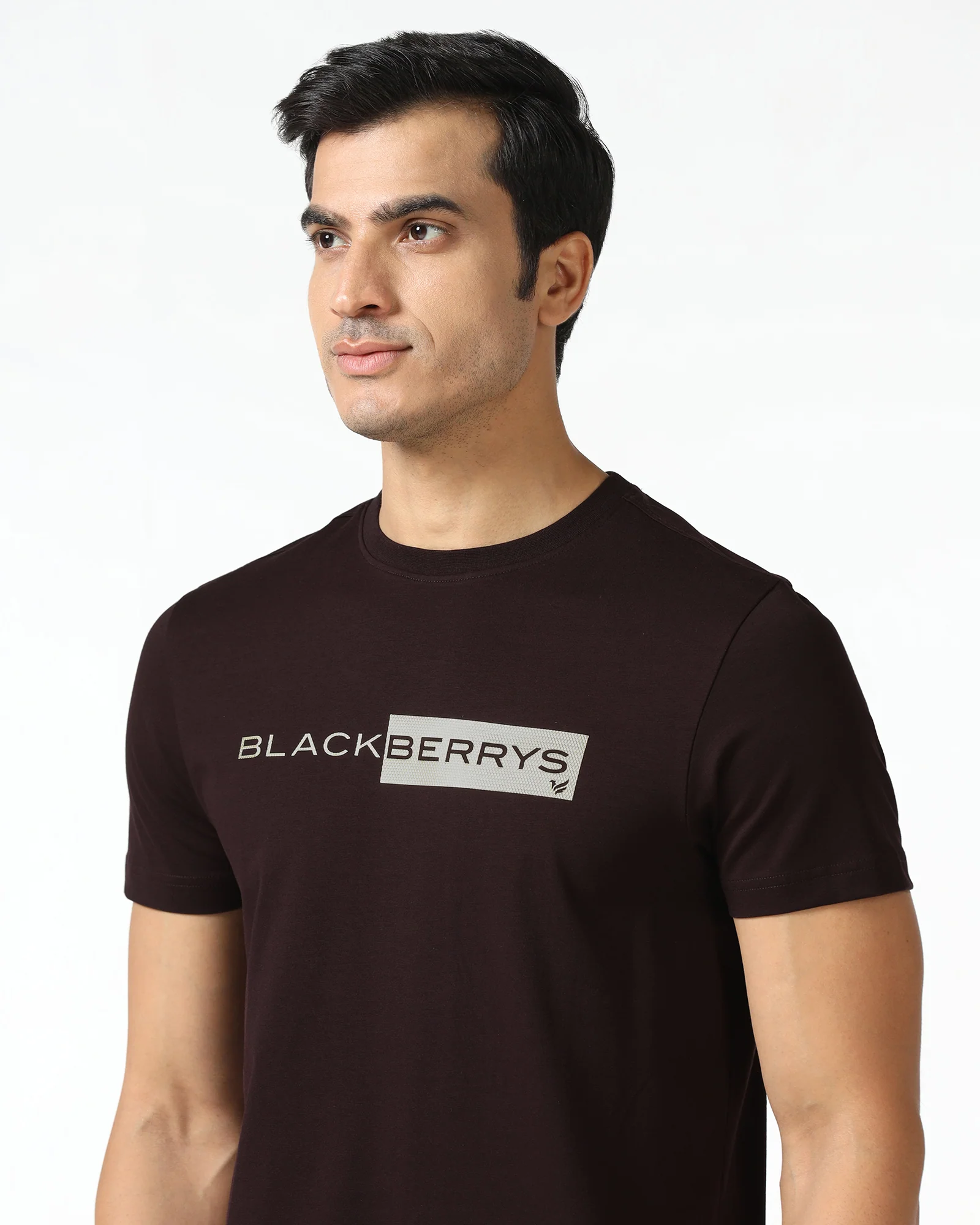 Brown Crew Neck Solid T-Shirt - Ram - Image 4