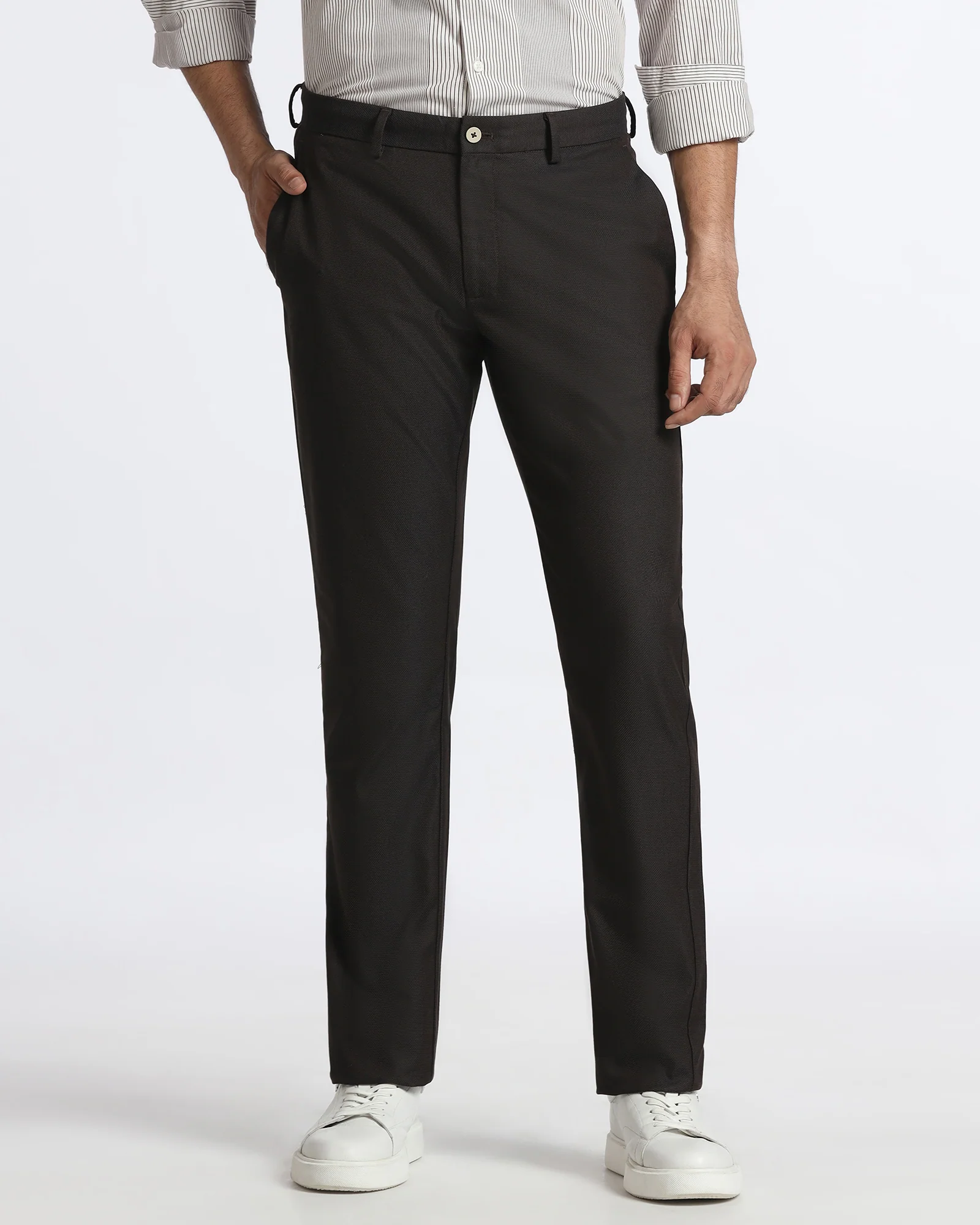 Brown Non Iron Textured Khakis - Ohio - Image 3