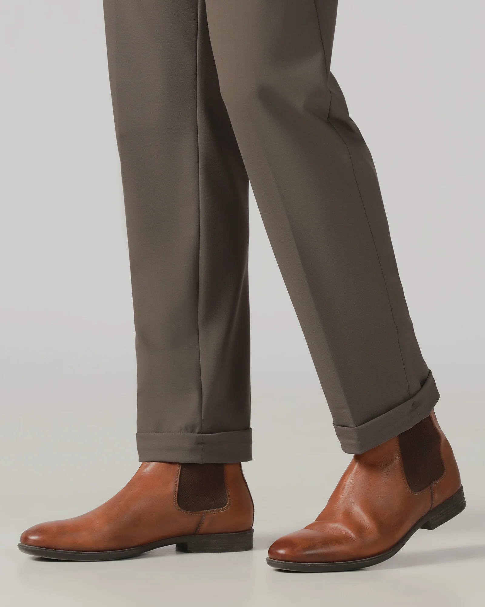 Brown Relaxed Fit Solid Trouser - Tanqueray - Image 6