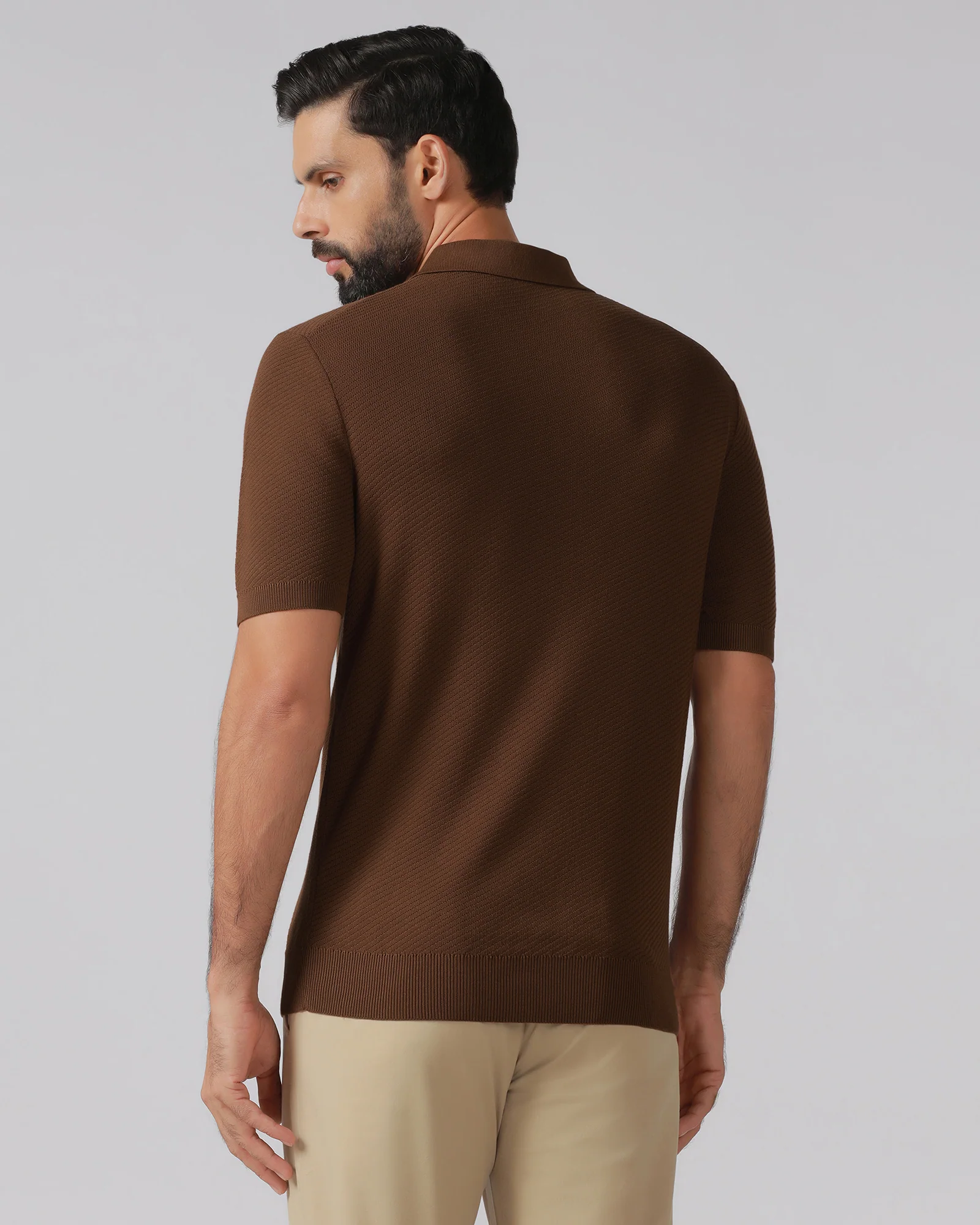 Brown Solid Polo - Yuto - Image 2