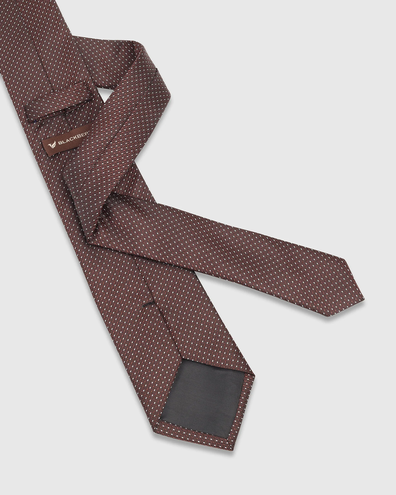 Brown Silk Textured Tie - Widolan - Image 4