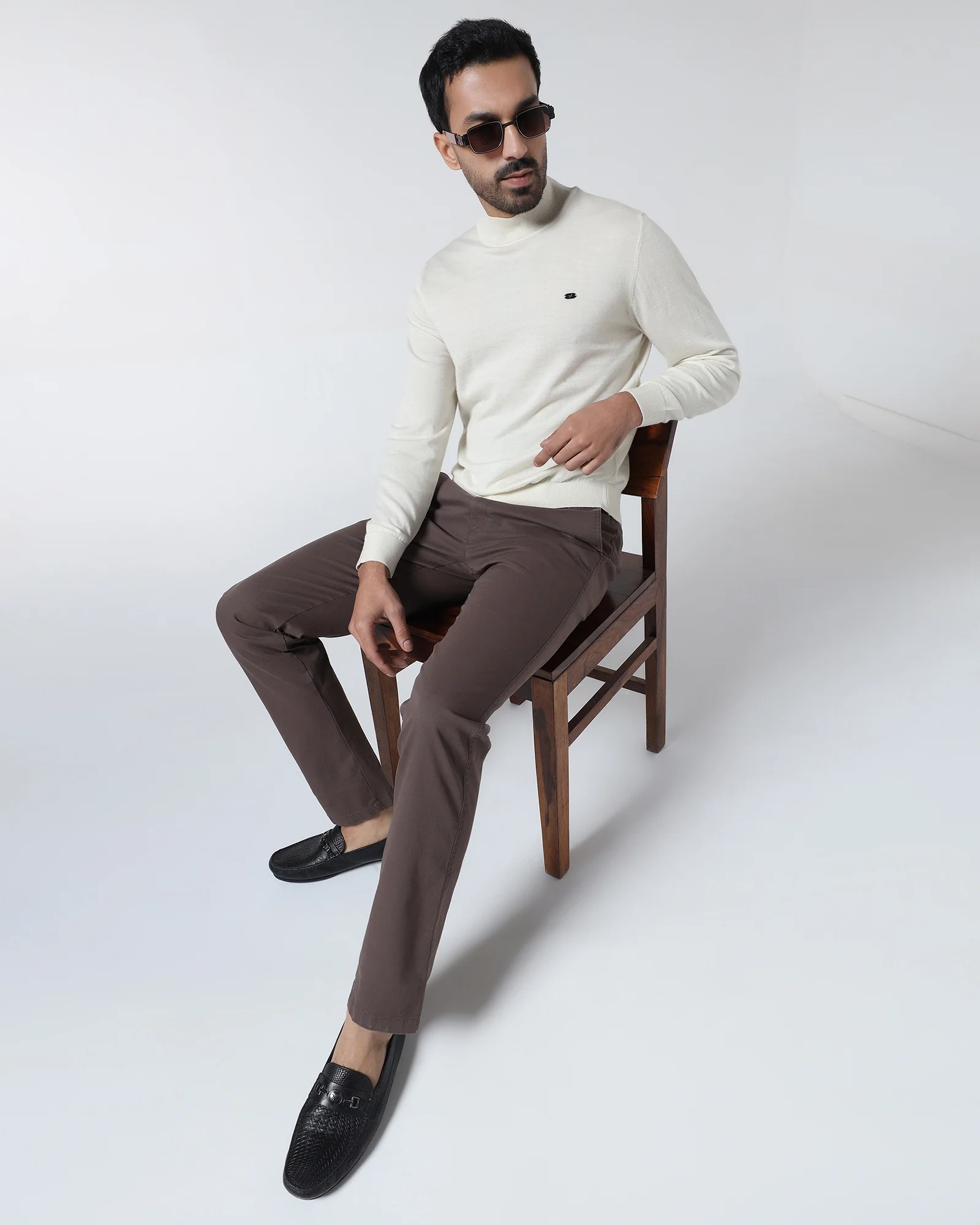 Brown Textured Khakis - Kary - Image 5