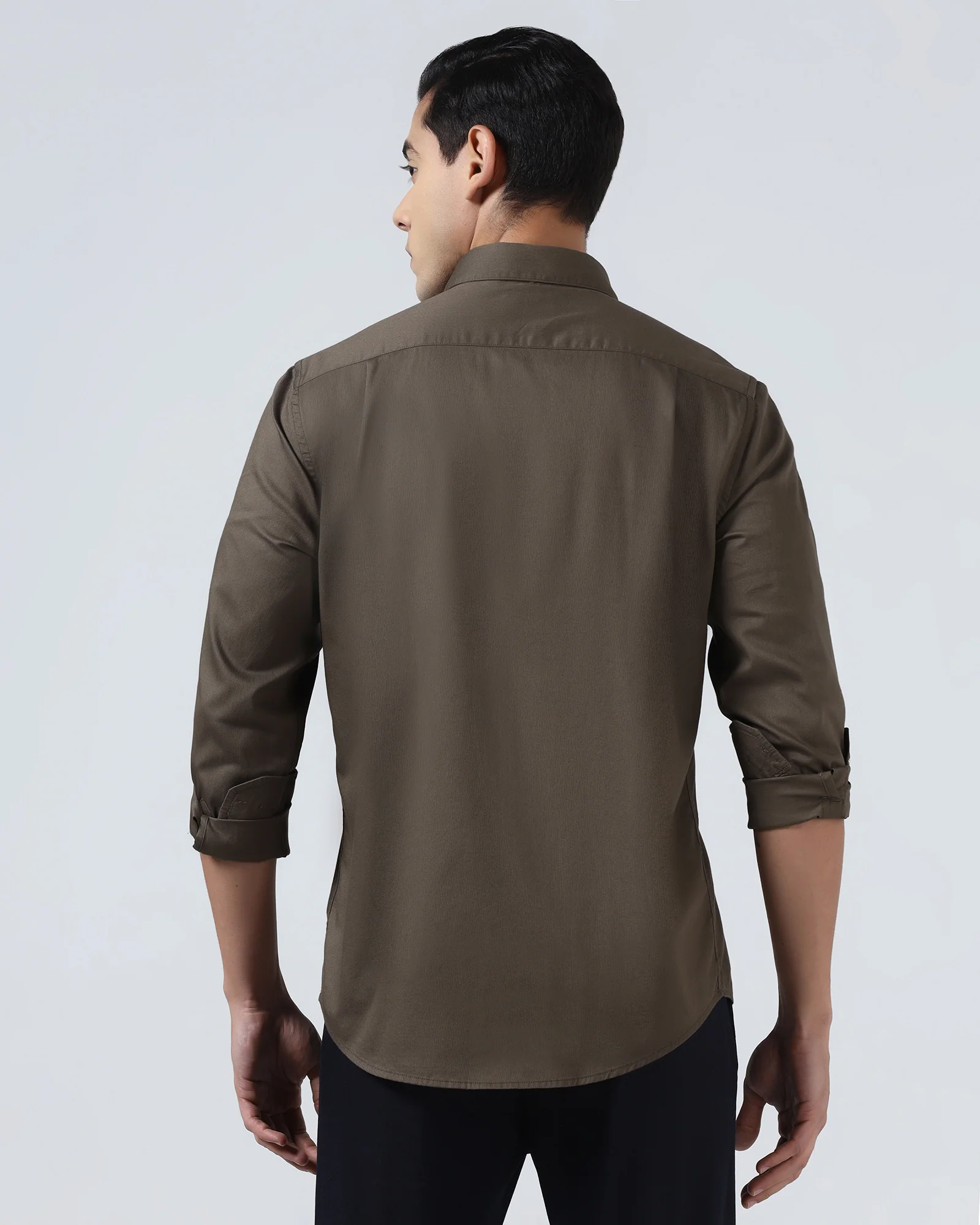 Brown Textured Shirt - Nuvan - Image 2