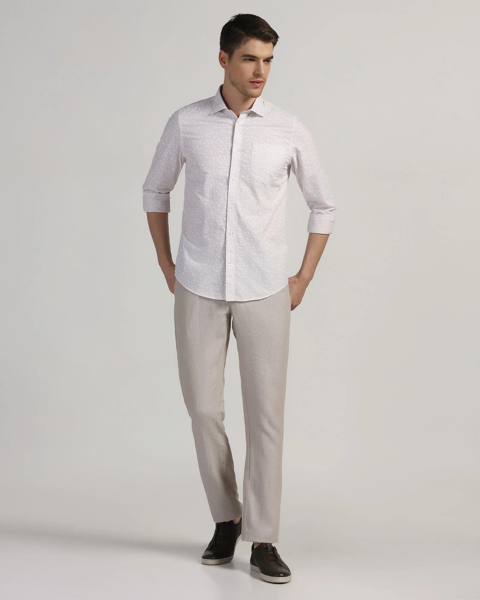 Casual Beige Printed Shirt - Salsa - Image 3
