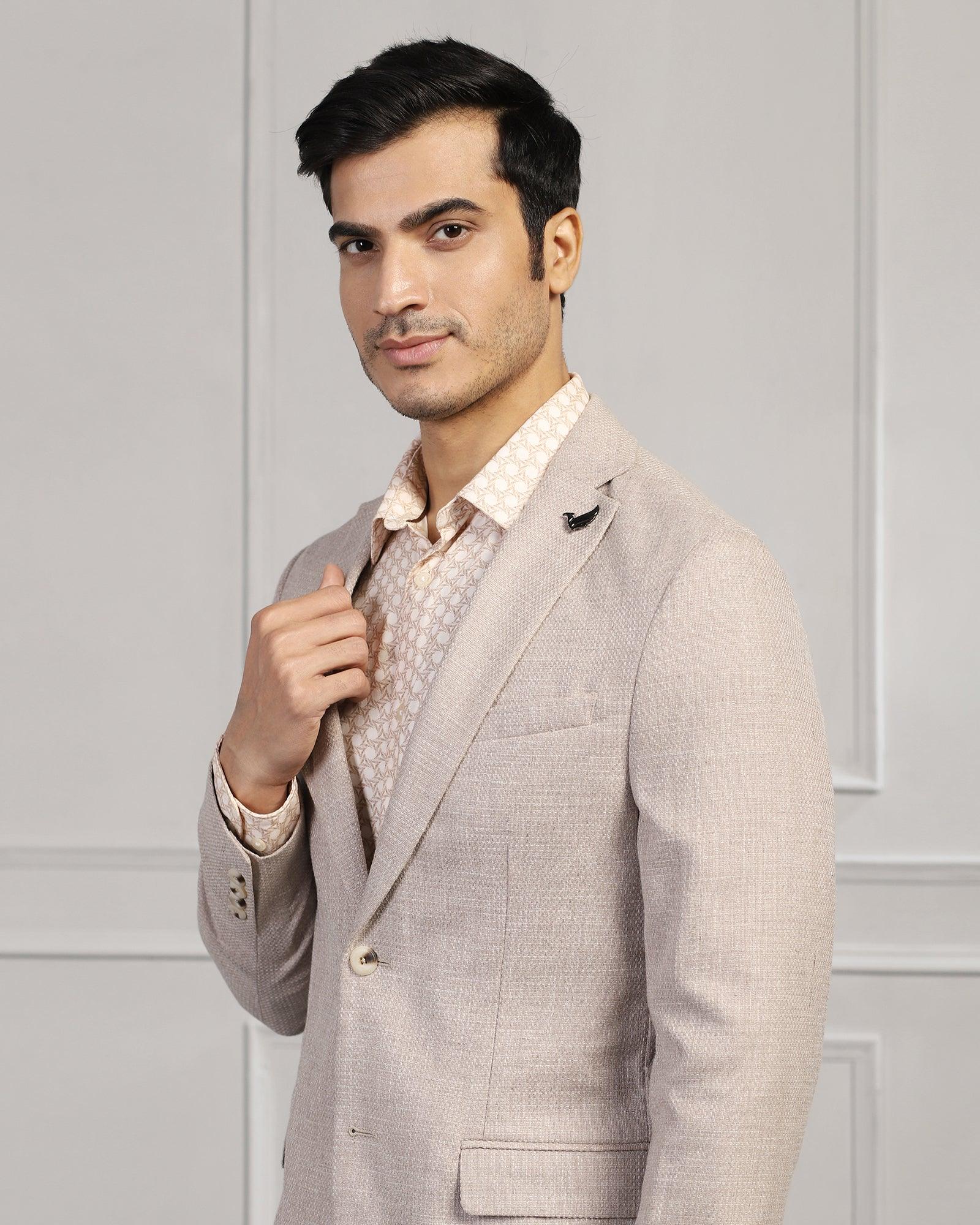 Casual Beige Textured Blazer - Astin - Image 4